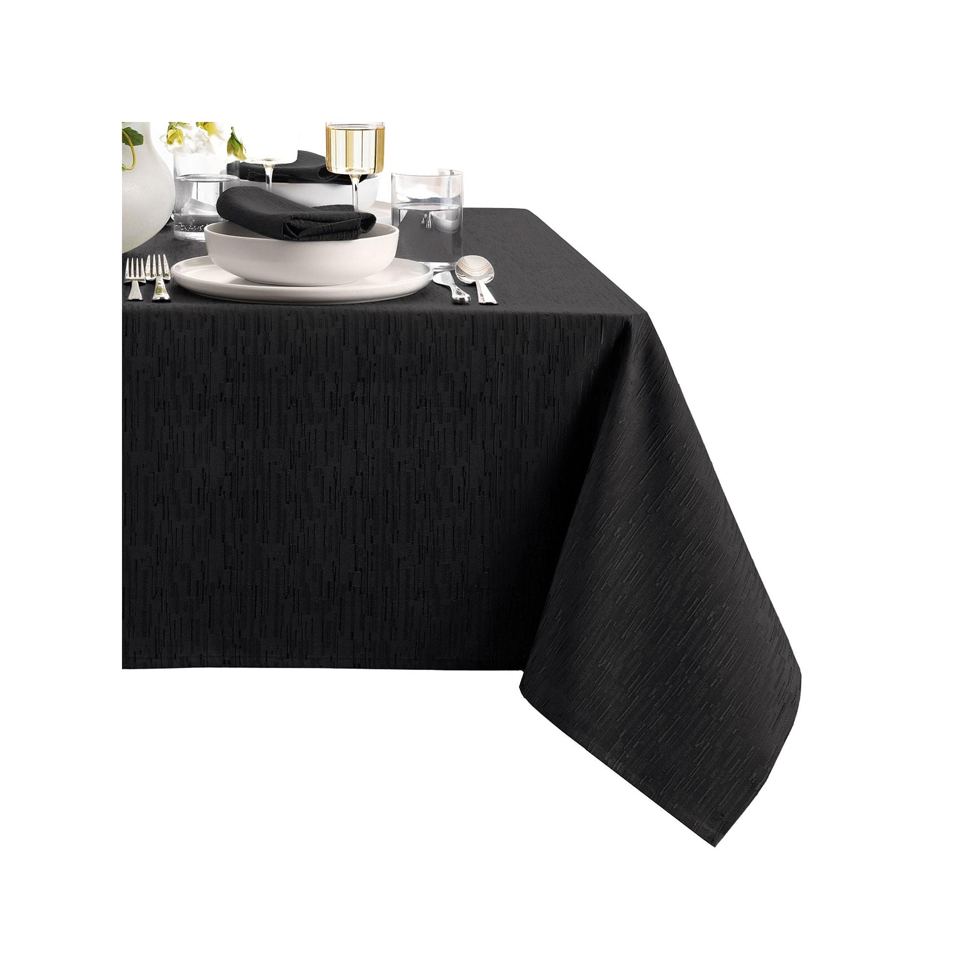 Elrene Home Fashions Water & Stain Resistant Continental Tablecloth - BLACK ONE SIZE