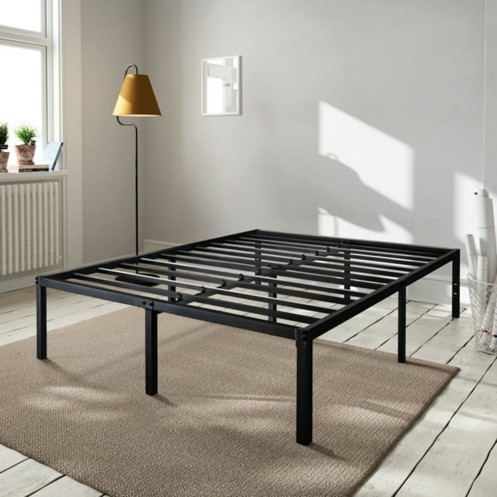 Amolife 1029450-3 Heavy Duty Queen Size Metal Platform Bed Frame w/16.5 Large Under Bed Storage Space