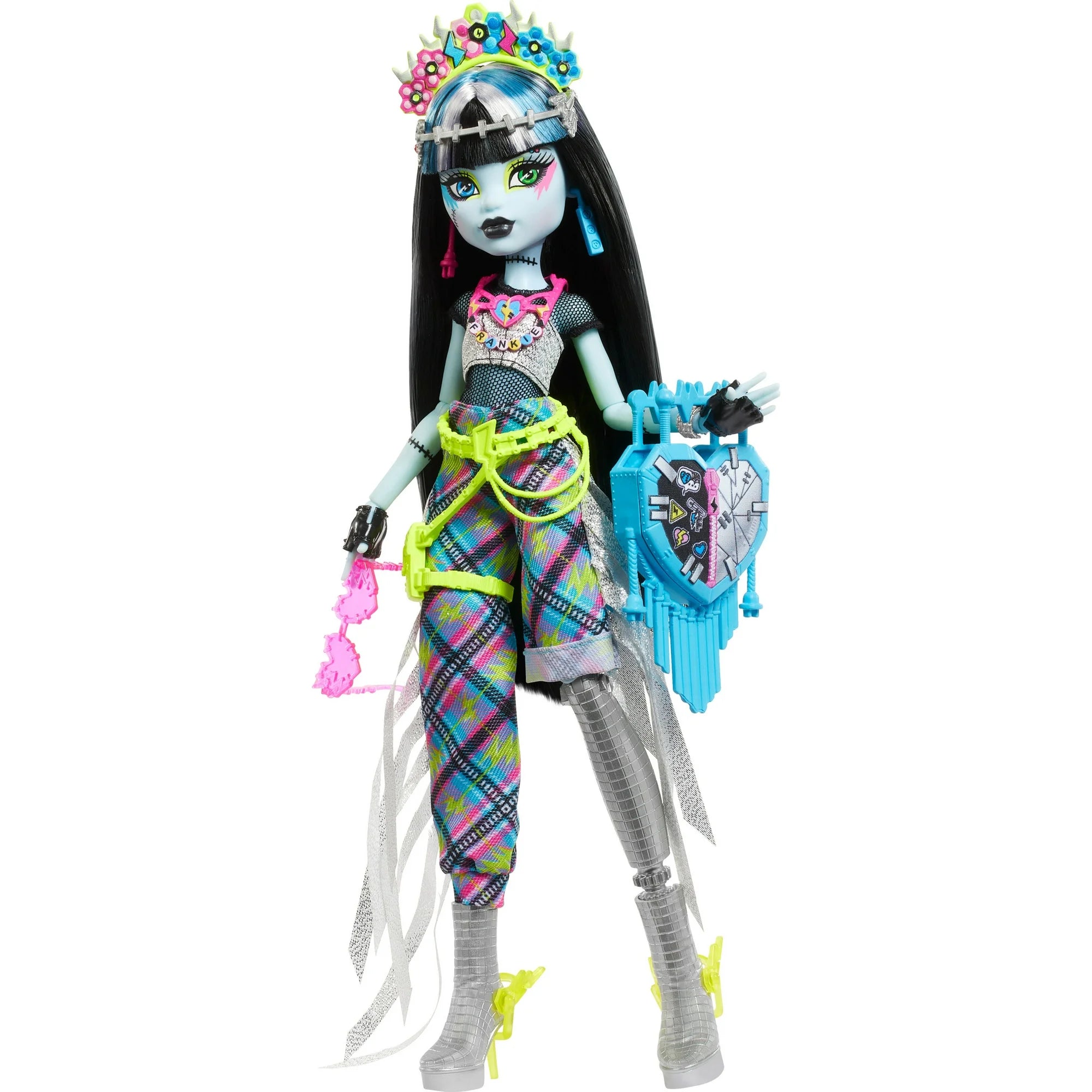 Monster High HXH79 Monster Fest Frankie Stein Fashion Doll with Festival Outfit, Band Poster and Accessories