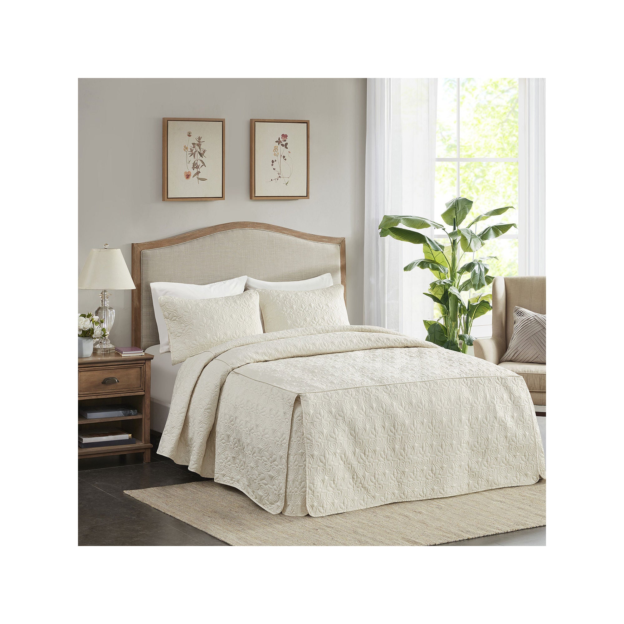 Madison Park Mansfield 3-Pc. Bedspread Set - CREAM ONE SIZE