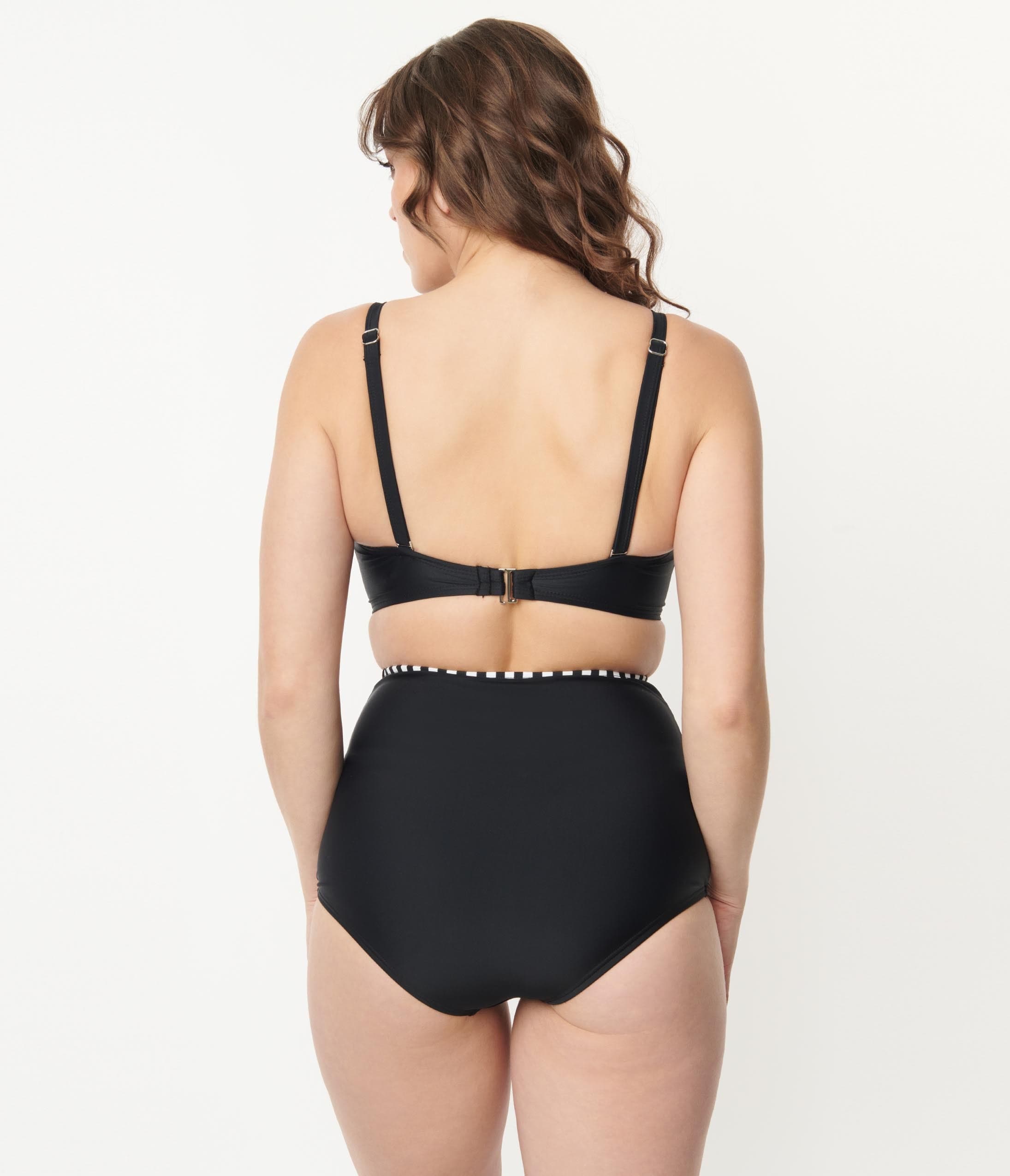 Unique Vintage Black High Waist Hatteras Swim Bottom