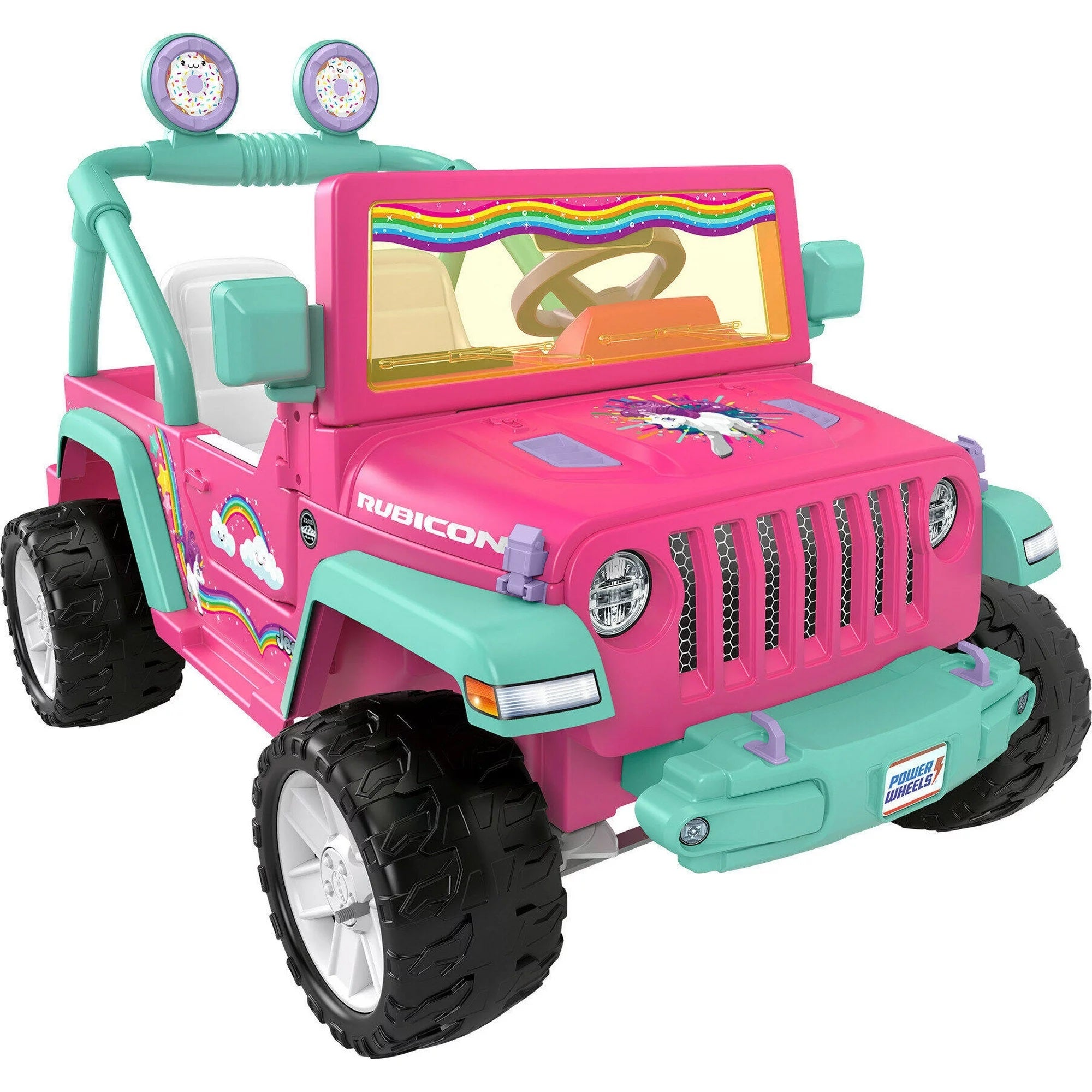 Power Wheels 12V Rainbow Unicorn Jeep Wrangler Preschool Ride-On Toy - 3 to 7 Years