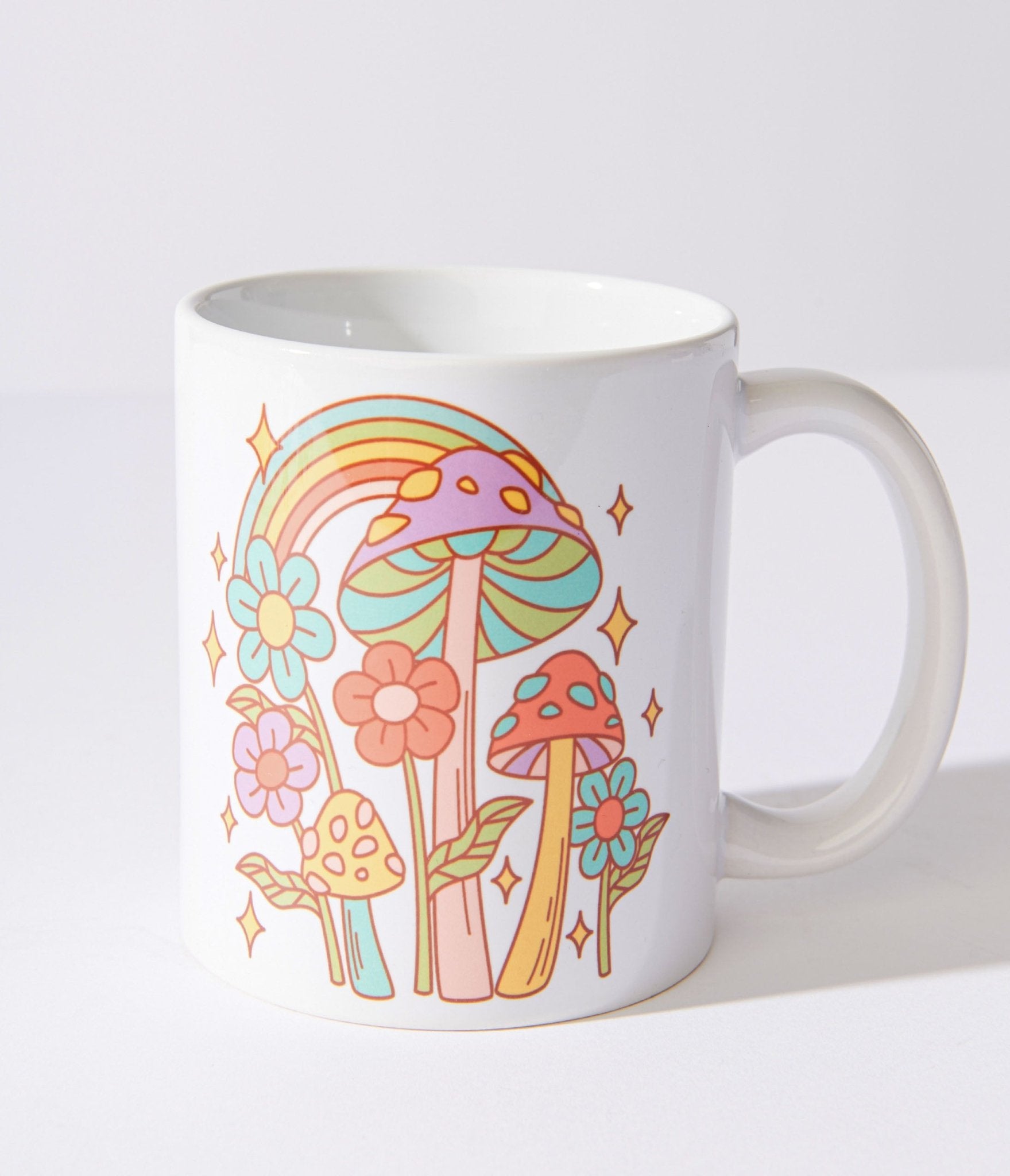 White Groovy Mushroom Garden Mug