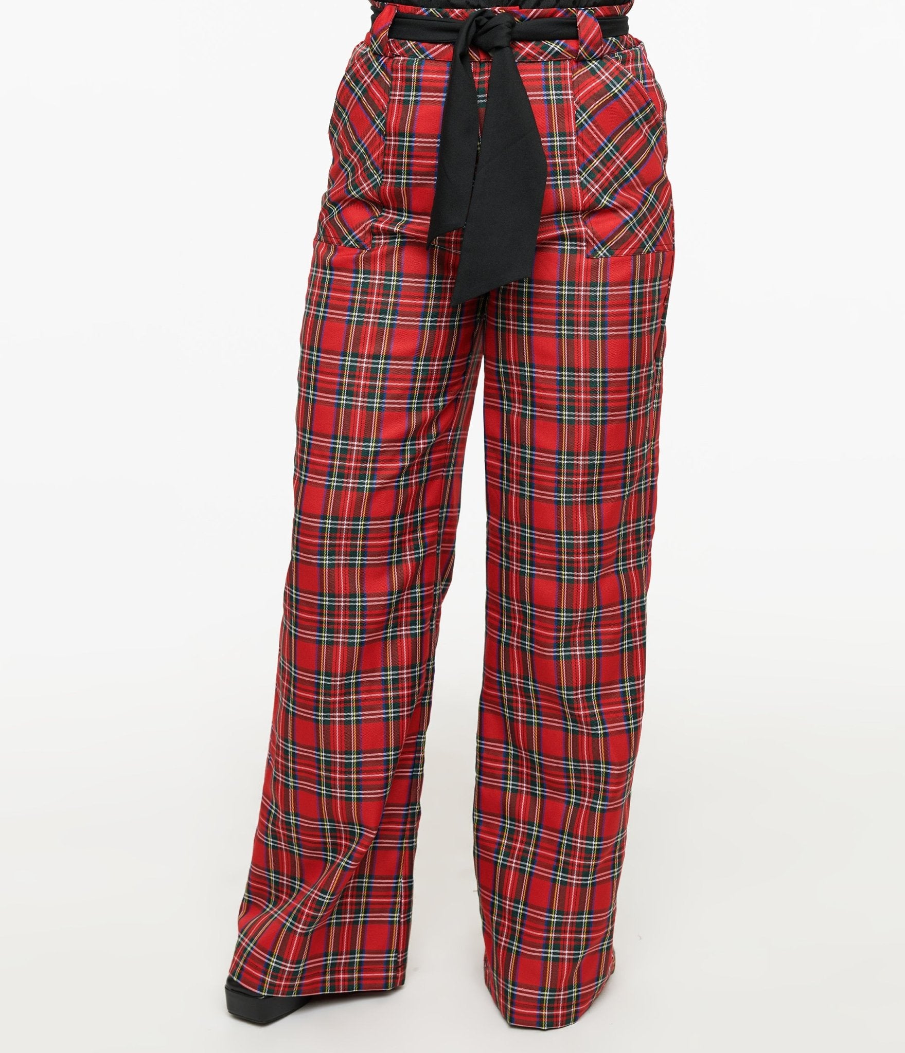 Unique Vintage 1950s Red Plaid Wide Leg Trousers