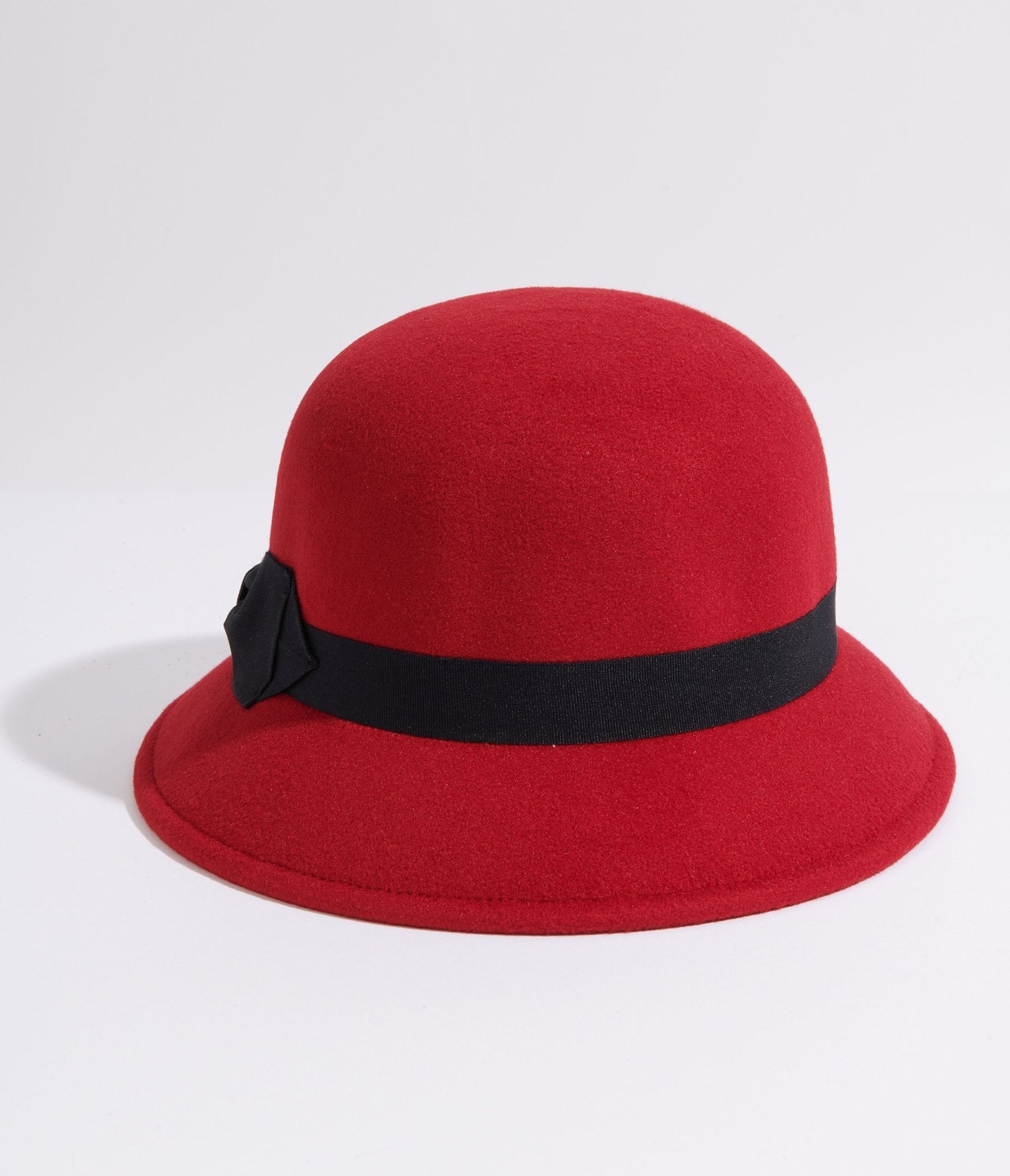 1920s Red & Black Bow Cloche Hat