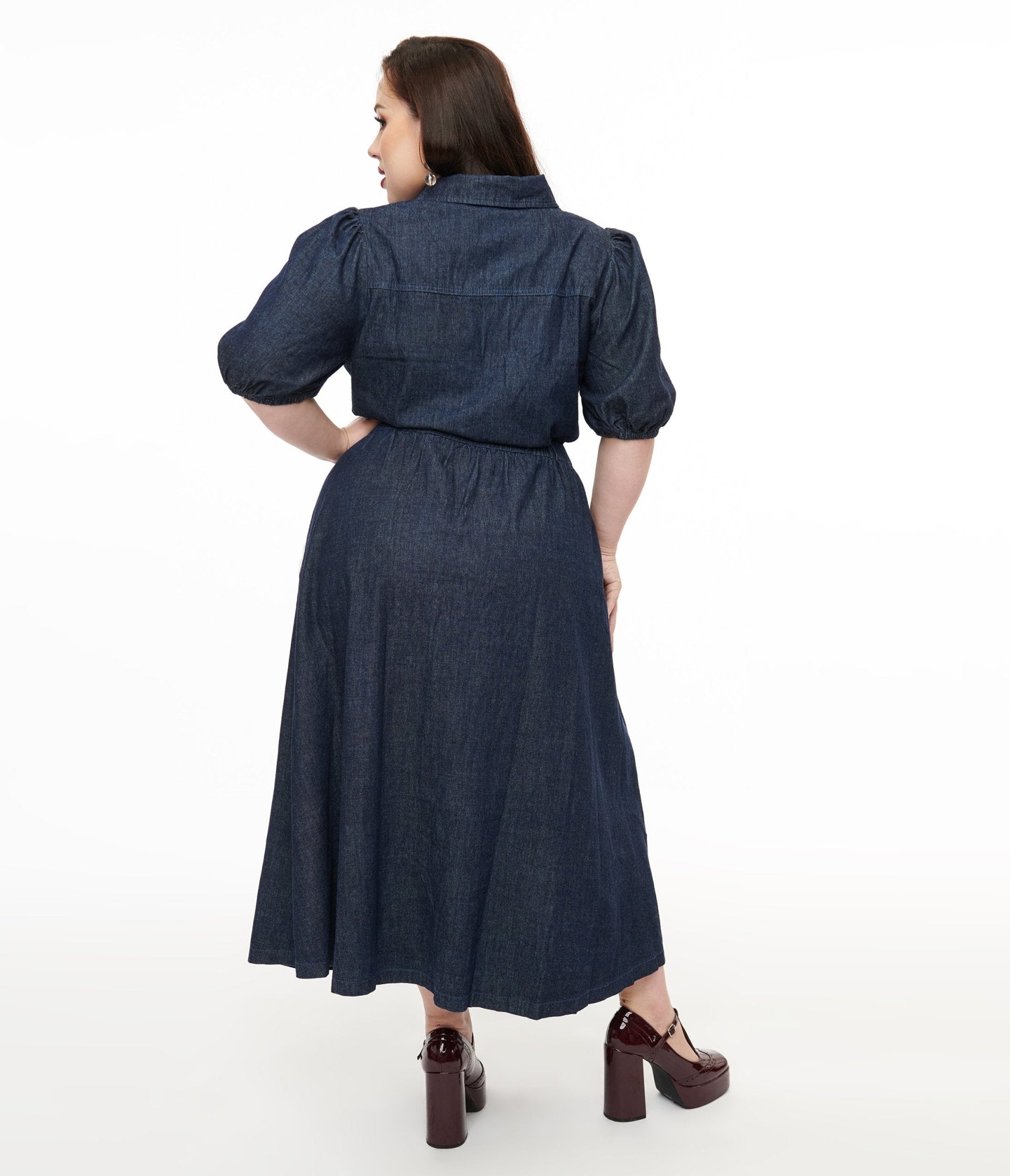 Plus Size Blue Denim Get The Look Midi Dress