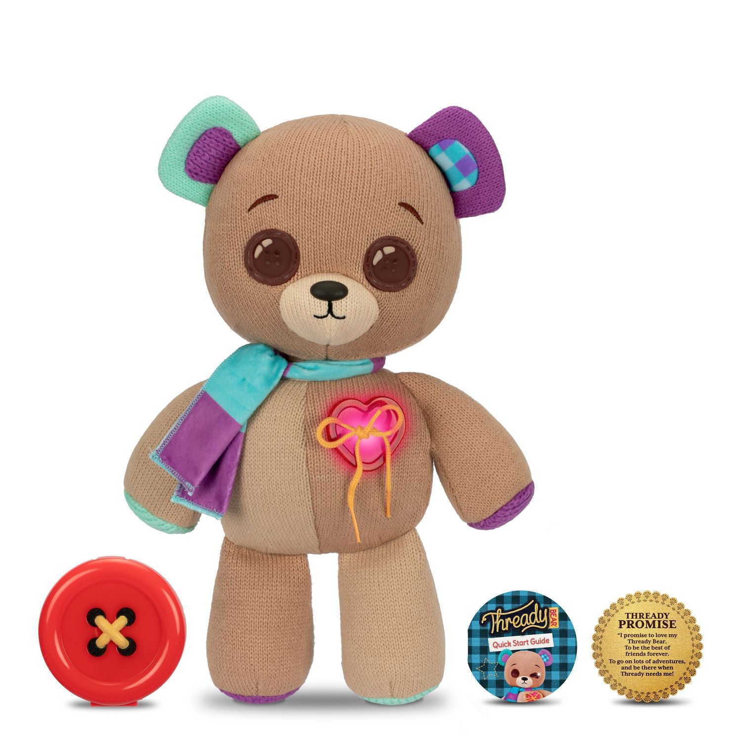 Thready Bear 23001 Interactive 14 Plush Teddy Bear, 70+ Expressions & Reactions, Ages 3+