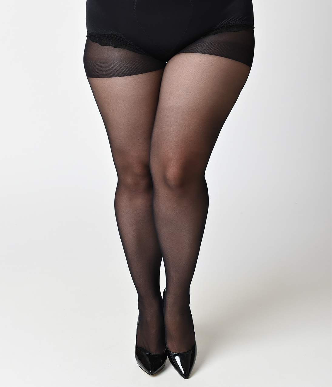 Plus Size Black Sheer Backseam Pantyhose