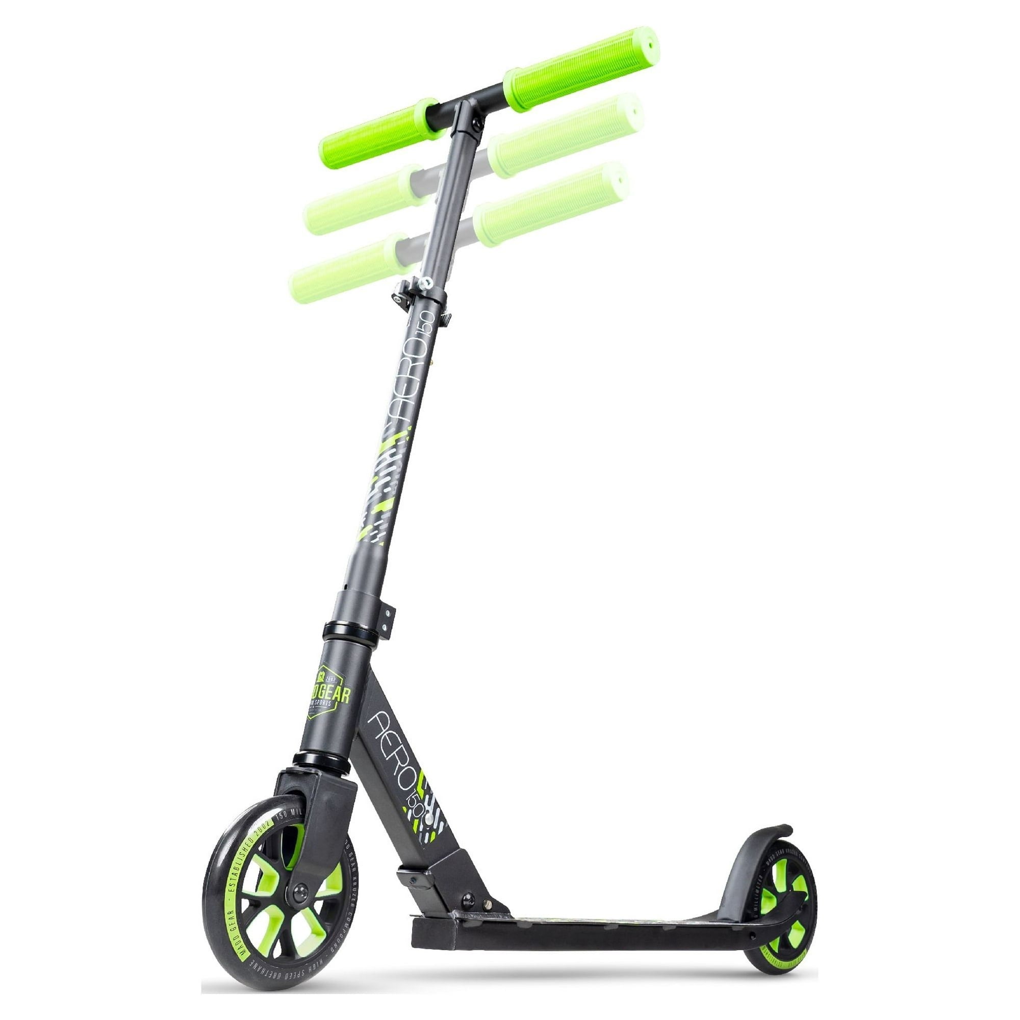 Madd Gear 426-003 Aero 150 Kick 6 Wheels Adjustable Height Folding Scooter, Green