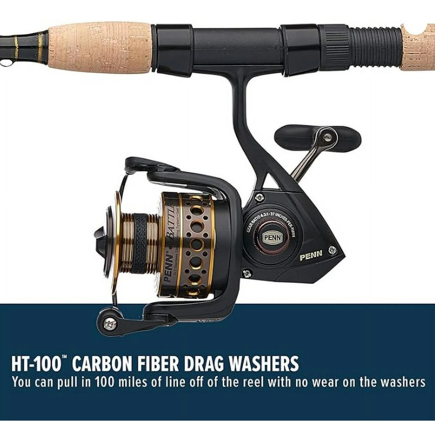 Penn Battle Spinning Fishing Rod and Reel Combo Kit 7' 5000 Reel with Cover Moderate Action