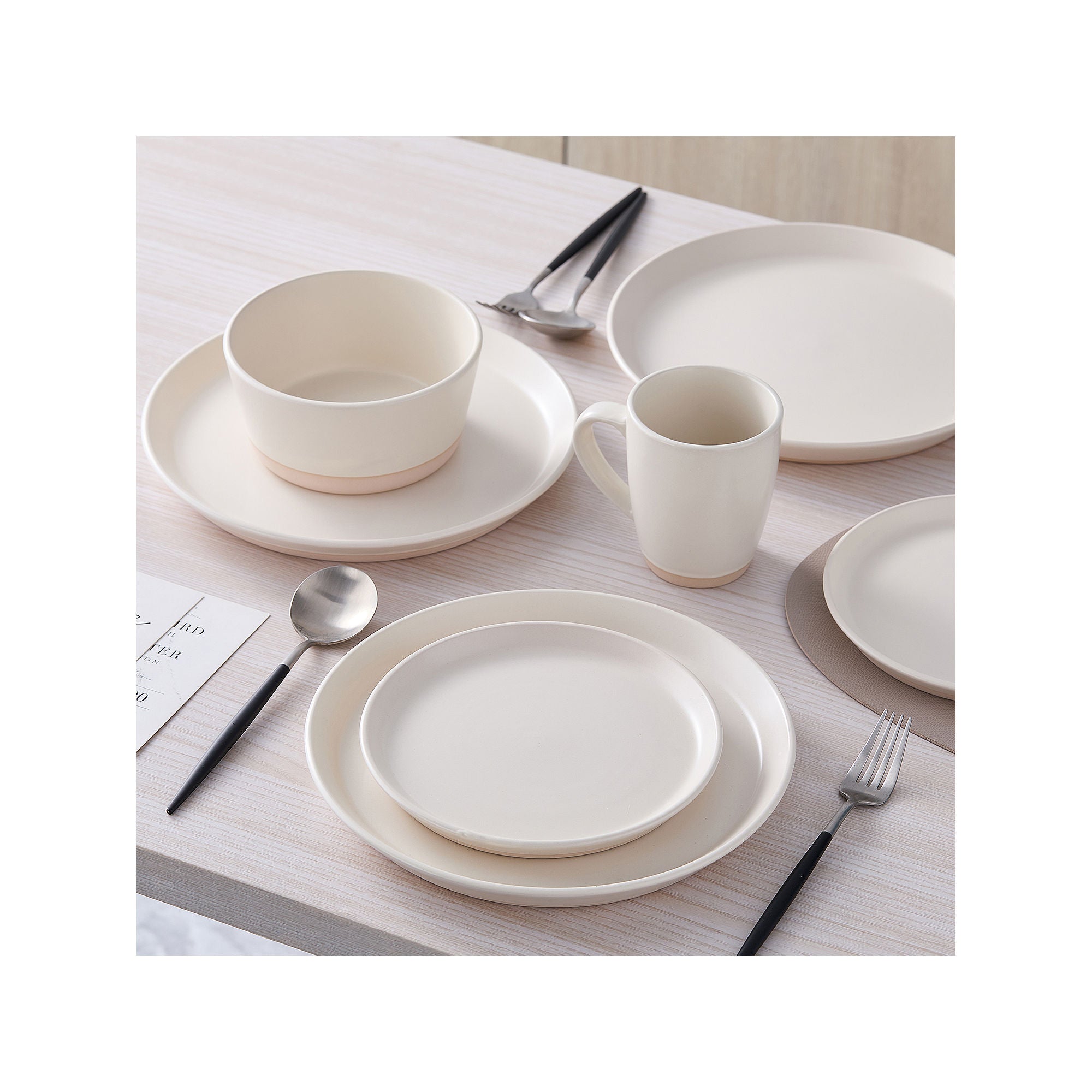 Stone + Lain Jules Stoneware Collection Dinnerware Set, 16-Piece Service for 4, White