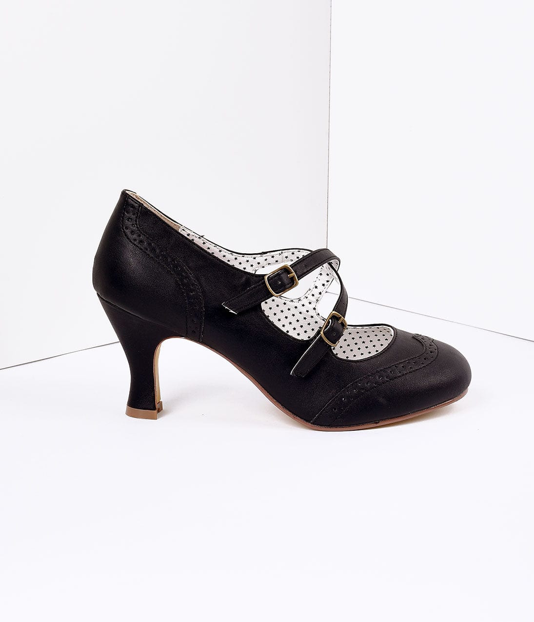 Black Faux Leather Detailed Heel