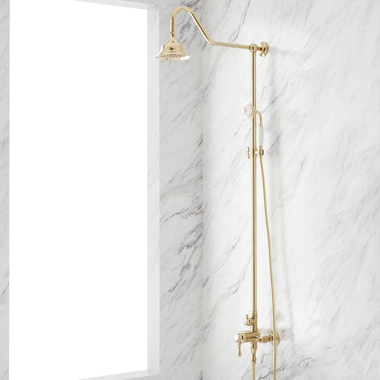 Signature Hardware 424432 Alliston Pressure Balanced Shower System with Shower Head, Hand Shower , Polished Brass