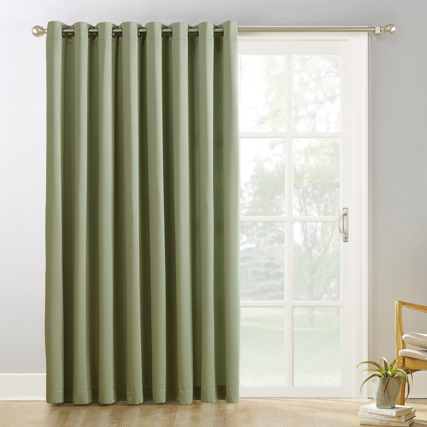 Sun Zero Kenneth Extra Wide Blackout Curtain Panel - 84x100, Sage