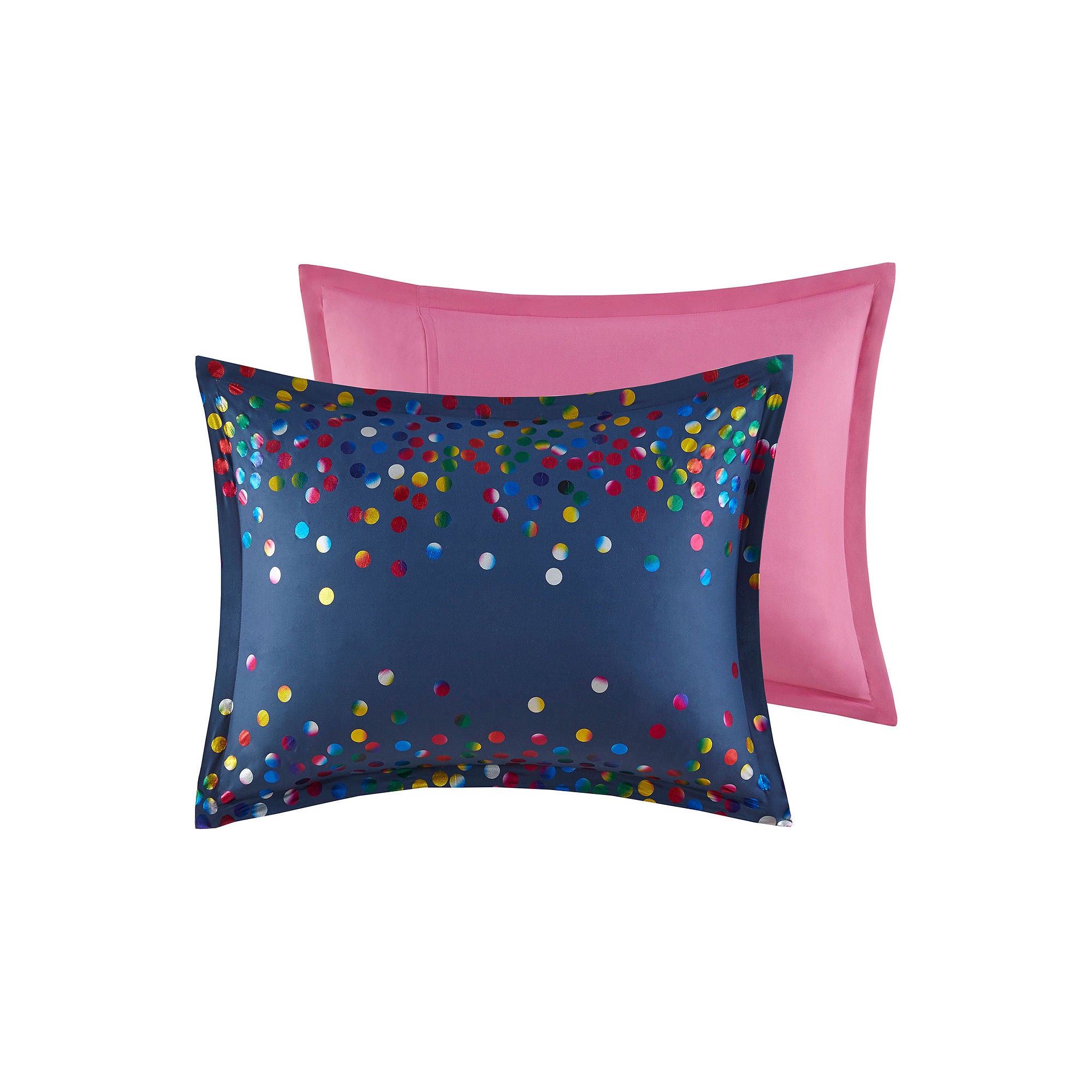 Intelligent Design Cora Rainbow Iridescent Metallic Dot Comforter Set With Sham - NAVY ONE SIZE