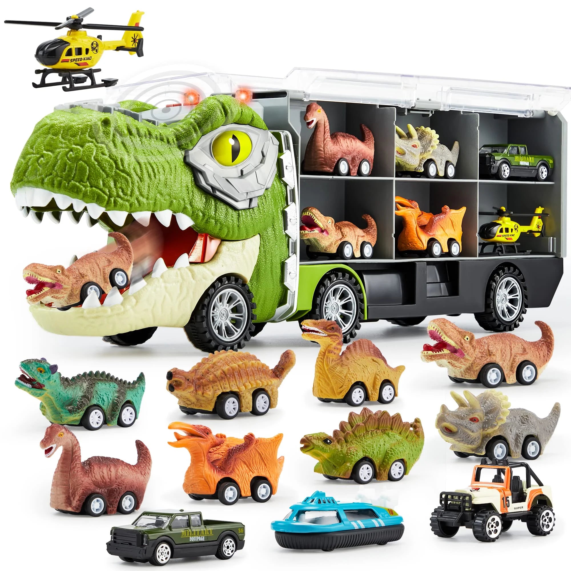 JOYIN 15317 13 in 1 Dinosaur Transport Carrier Truck