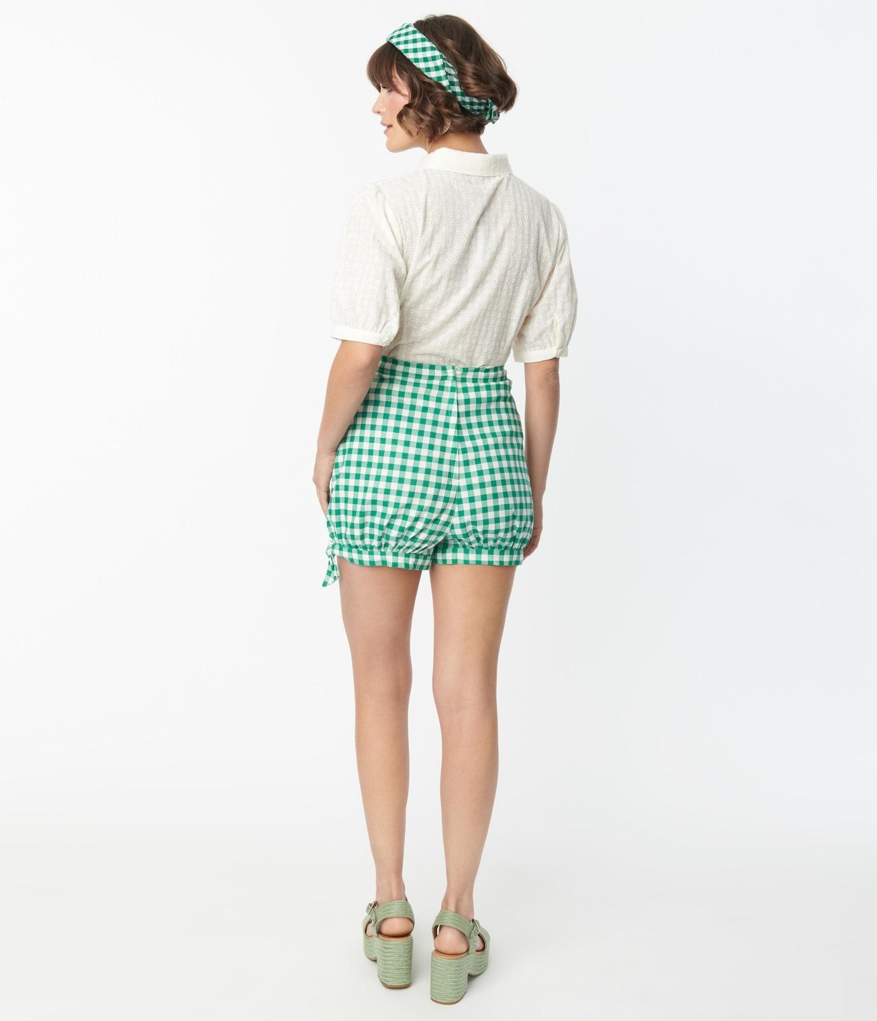 Collectif 1950s Green Gingham Rylee Shorts