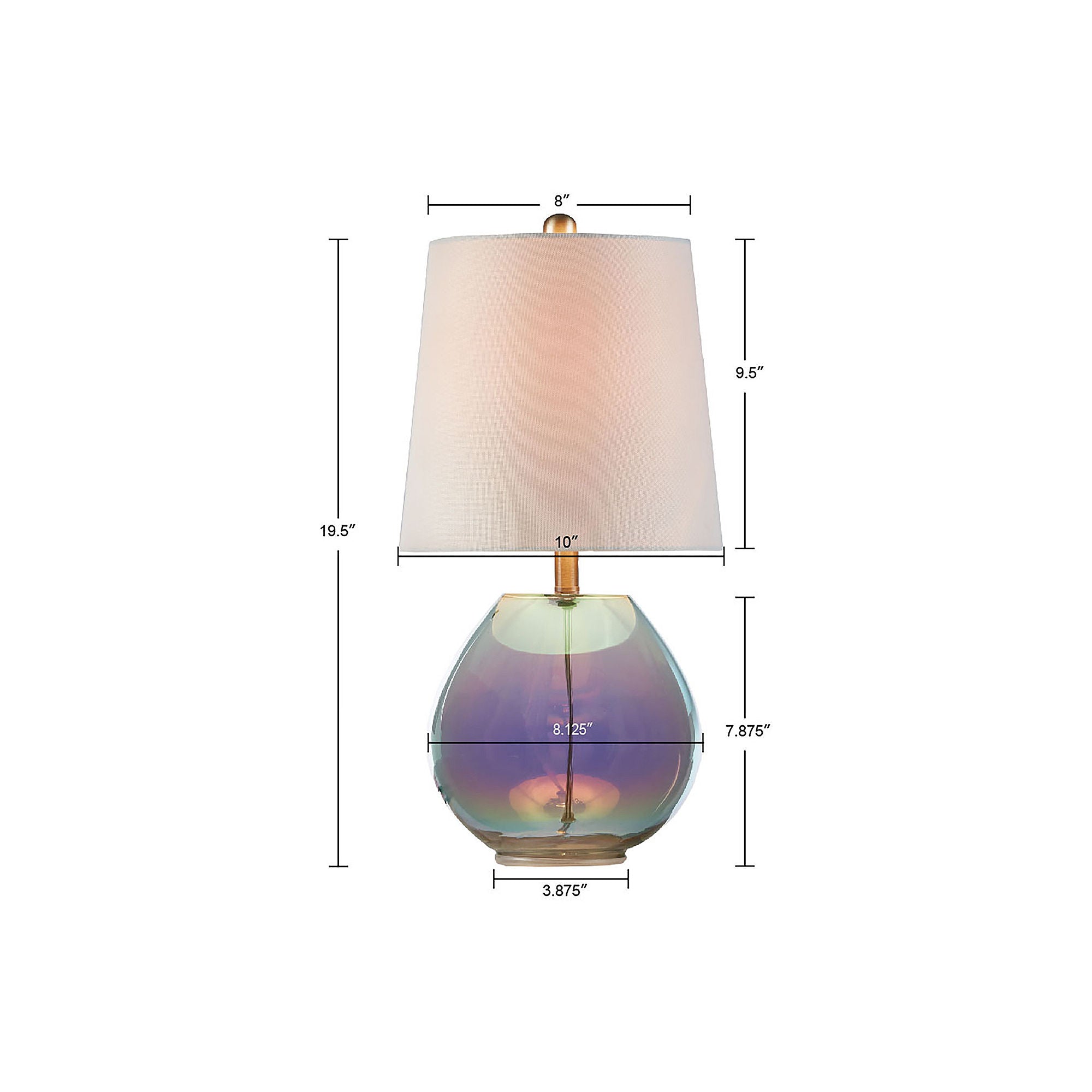 510 Design Ranier Iridescent Glass Table Lamp - GREEN ONE SIZE