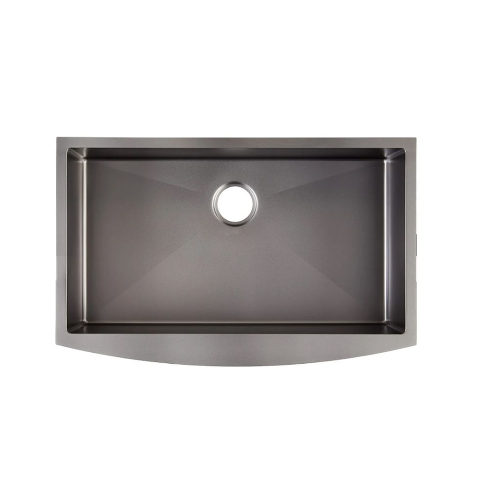 Signature Hardware AF1033-5B-CS-MB 33 Atlas Stainless Steel Farmhouse Sink - Curved Apron - Gunmetal Black