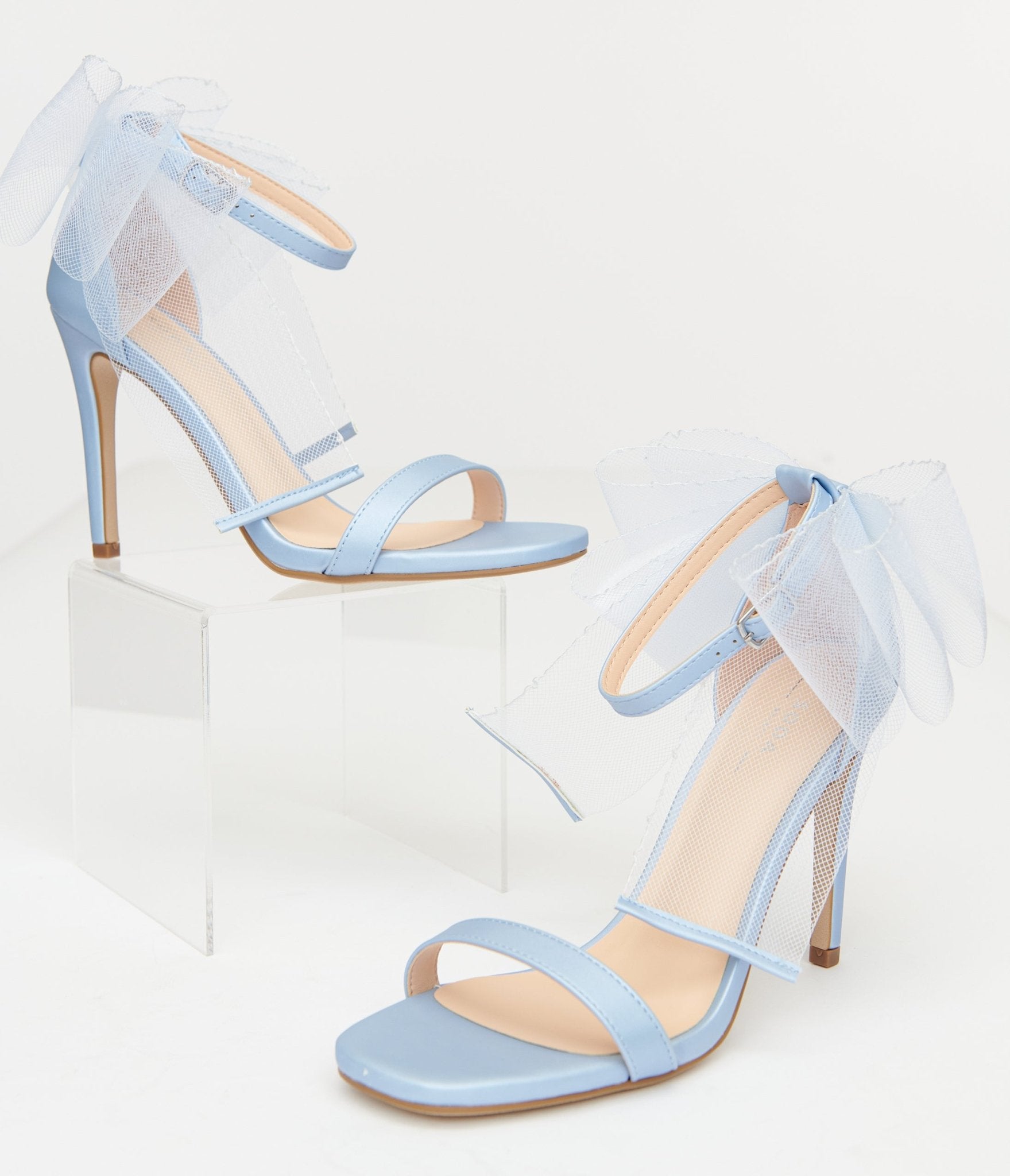 Baby Blue Tulle Bow Stiletto Heels