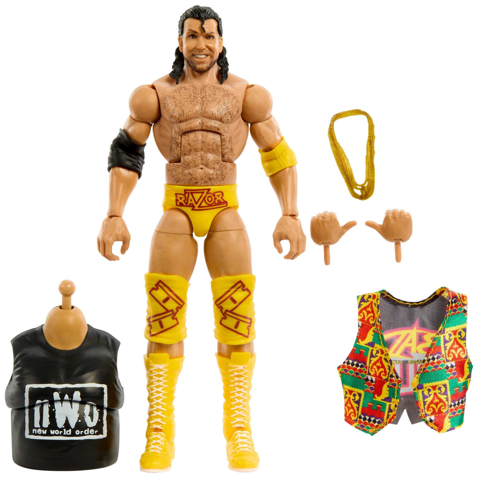 WWE Monday Night War Elite Collection Razor Ramon Action Figure & Accessories, Build-a-Figure Parts - Multicolor