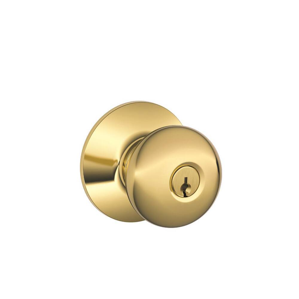 Schlage F51A PLY 605 Plymouth Keyed Entry Knob, Bright Brass