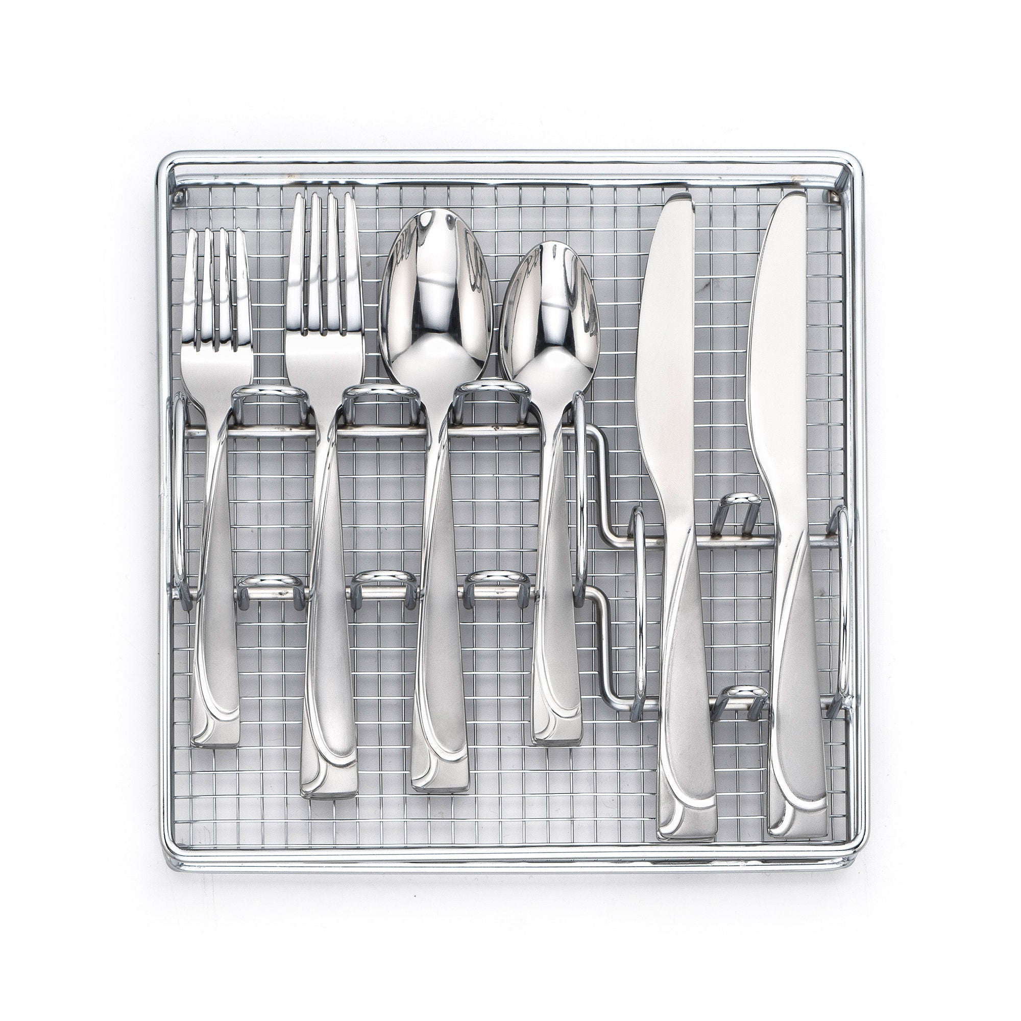 Cambridge Silversmiths Cambridge Mena Frost40-Pc.Flatware Set With Chrome Buffet Storage Tray - Silver2