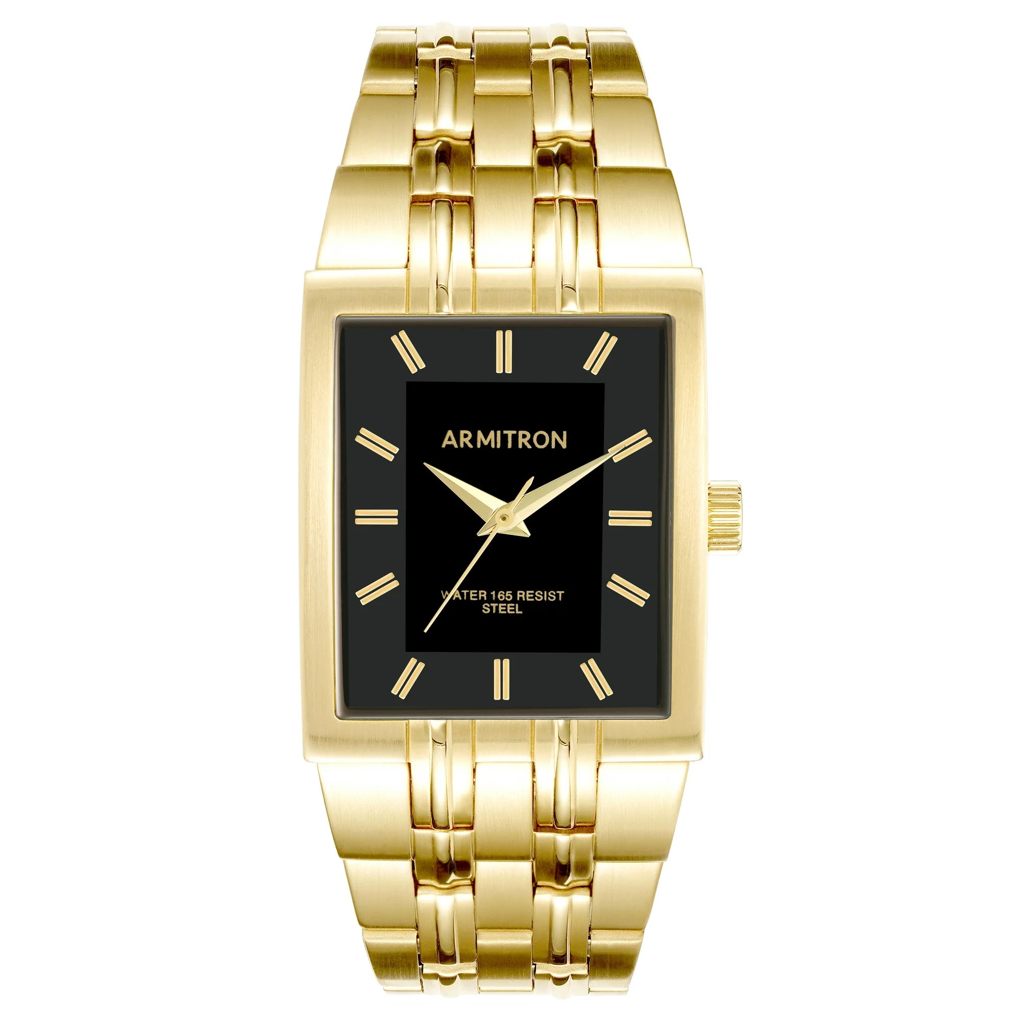 Armitron 20/5492BKGPWM Mens Dress Watch with Gold Tone Metal Bracelet Band