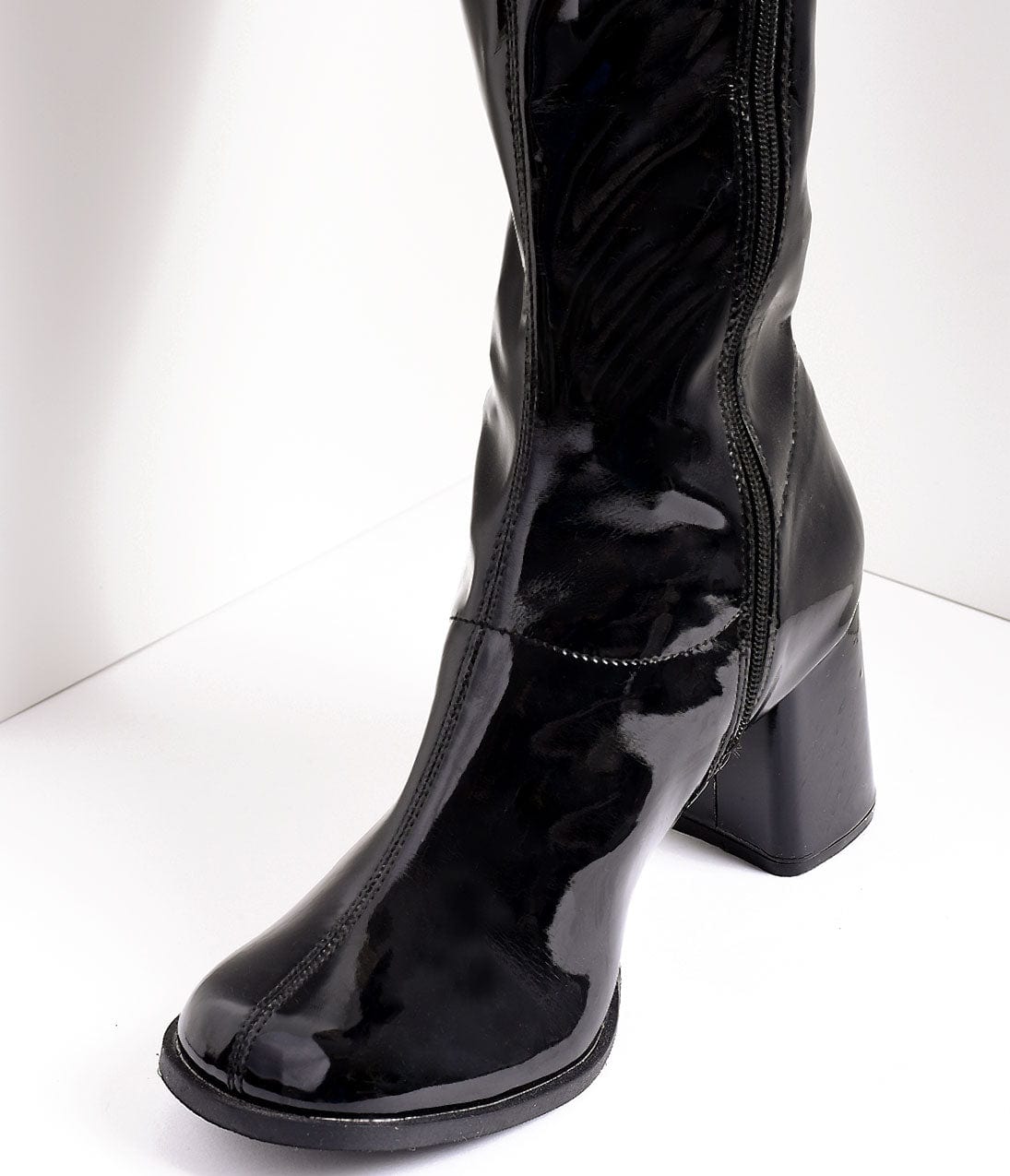 Black Patent Knee High Go Go Boots