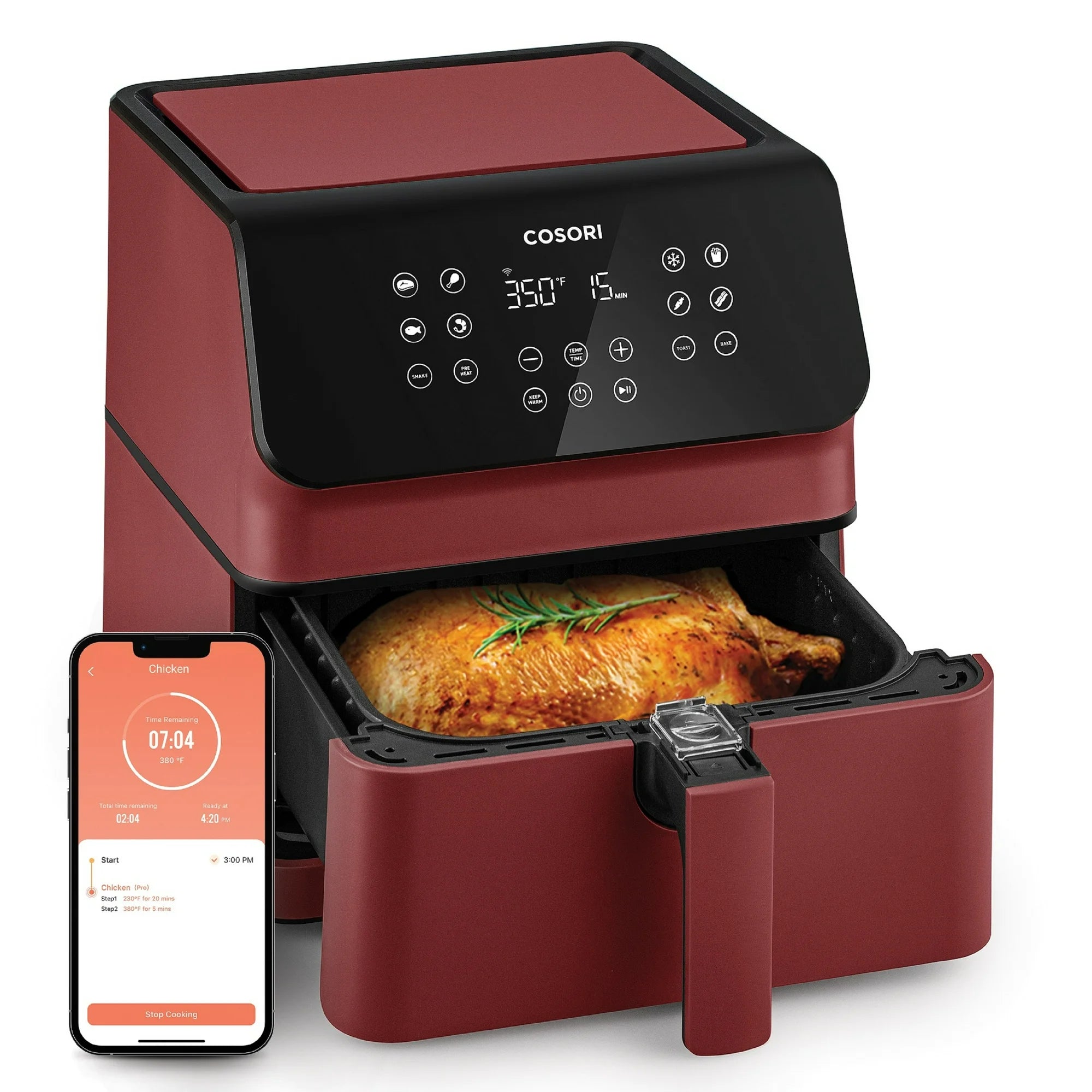 COSORI CAF-P582S-RUSR Pro II 5.8-Quart Smart Air Fryer, 12-in-1, Red