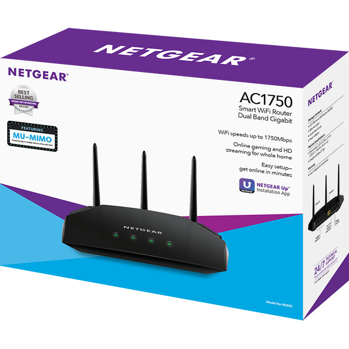 Netgear R6350 AC1750 Smart WiFi Router, 802.11 AC Dual Band Gigabit