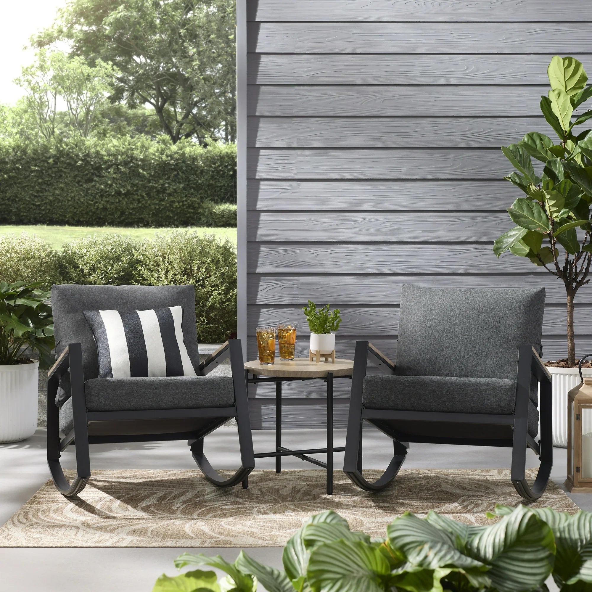 Mainstays MS5608811816012 Westmont 3-Piece Outdoor Rocker Set, Black