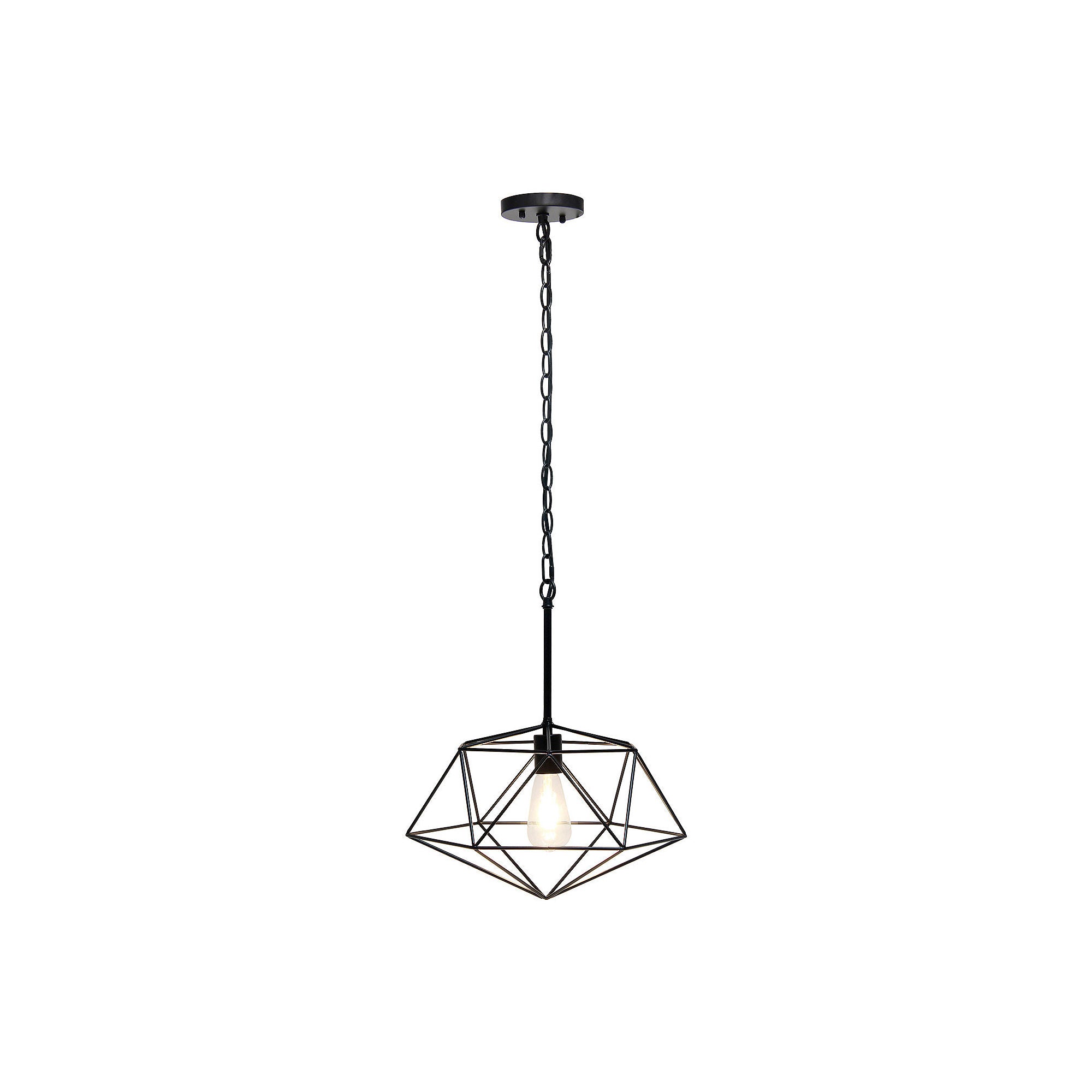 Asstd National Brand 1-Light 16 Modern Metal Wire Paragon Hanging Ceiling Fixture Pendant Light LHP-3003-BK - BLACK ONE SIZE