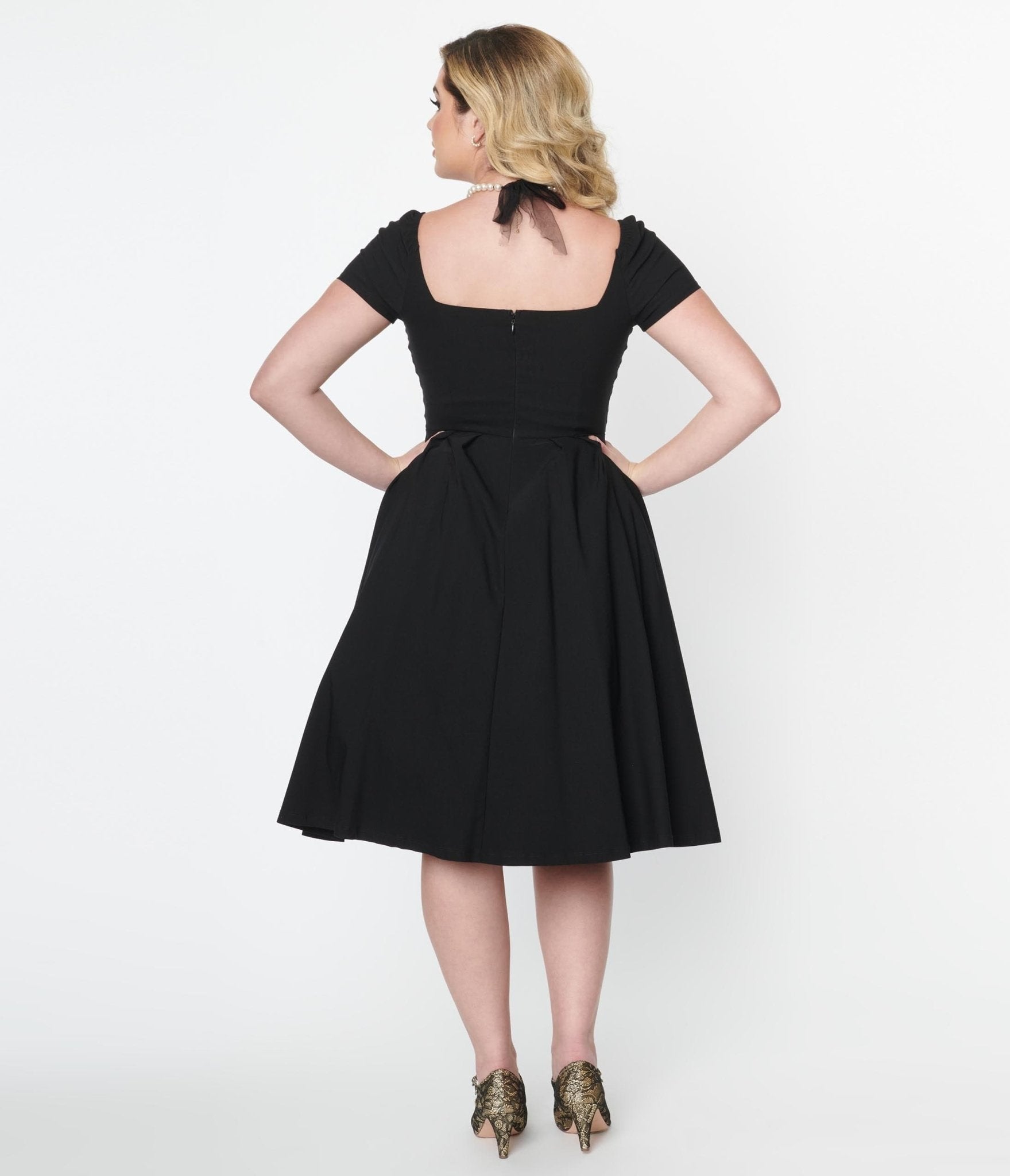 Unique Vintage Black Sweetheart Midge Swing Dress