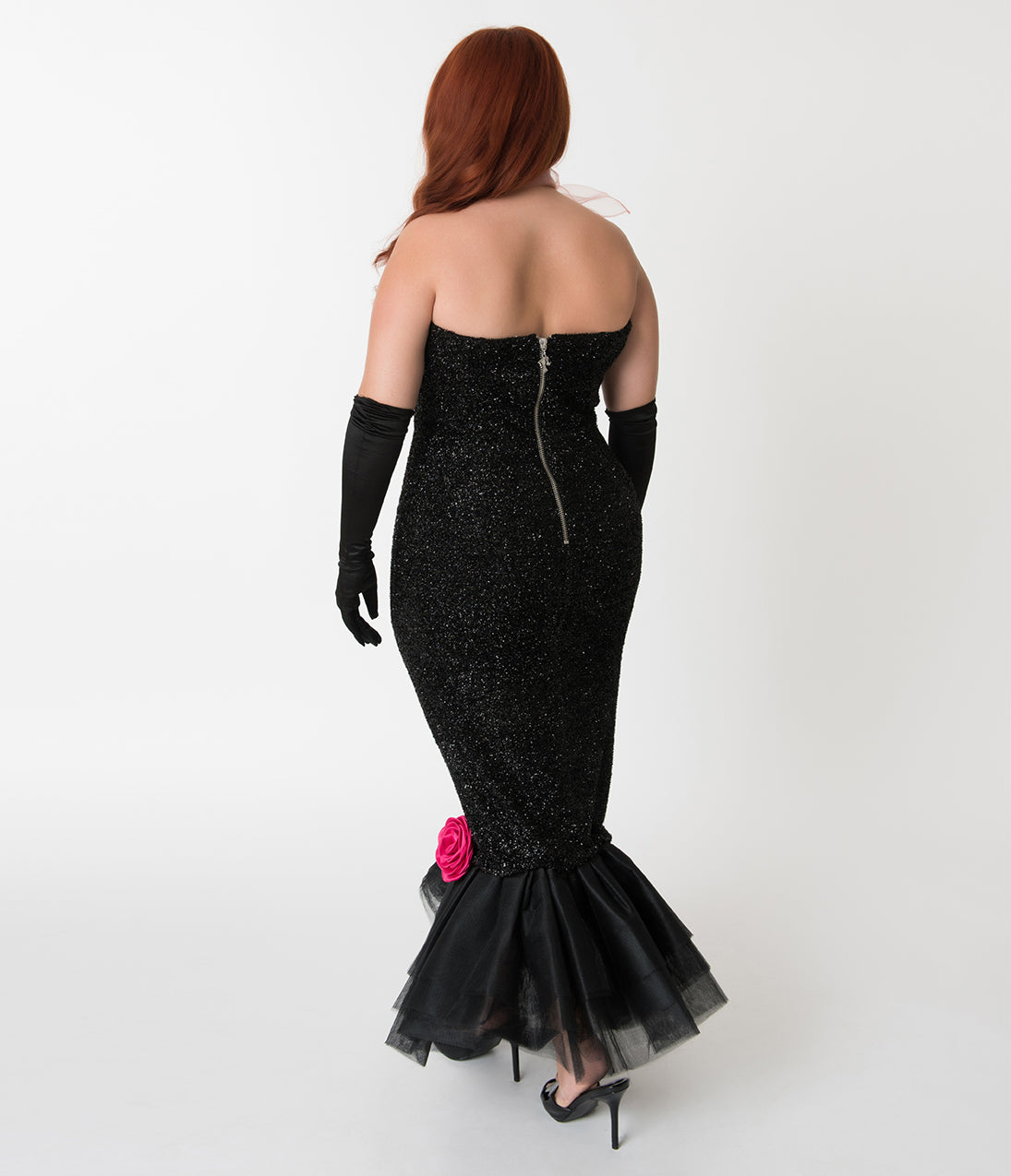 Barbie x Unique Vintage Black Solo In The Spotlight Strapless Wiggle Dress