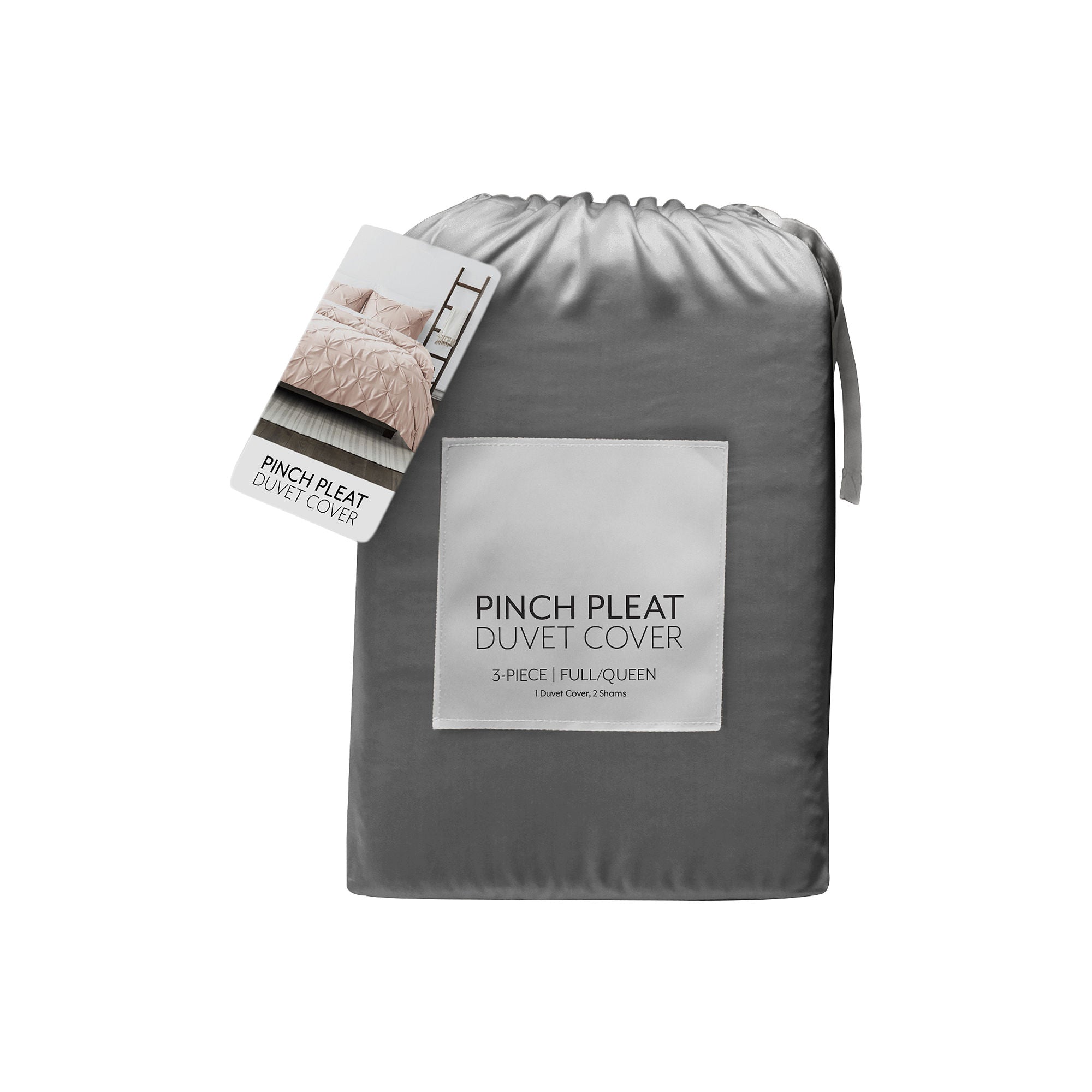 Casual Comfort Pinch Pleat Duvet Cover Set IEH-DUVPP-Q - Gray