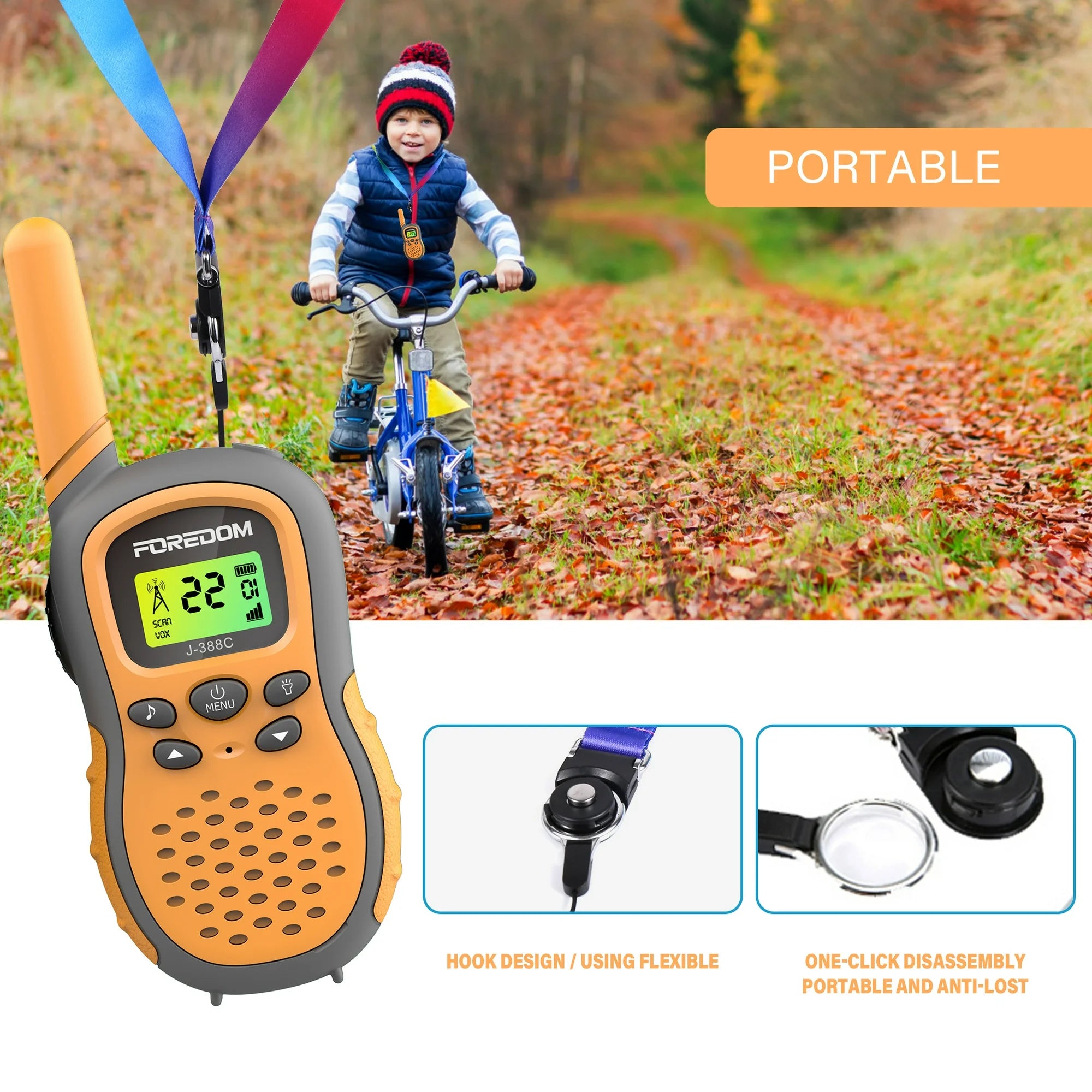 FOREDOM TK2X4142-B J388C Kids Walkie Talkies for Boys & Girls, Long Range