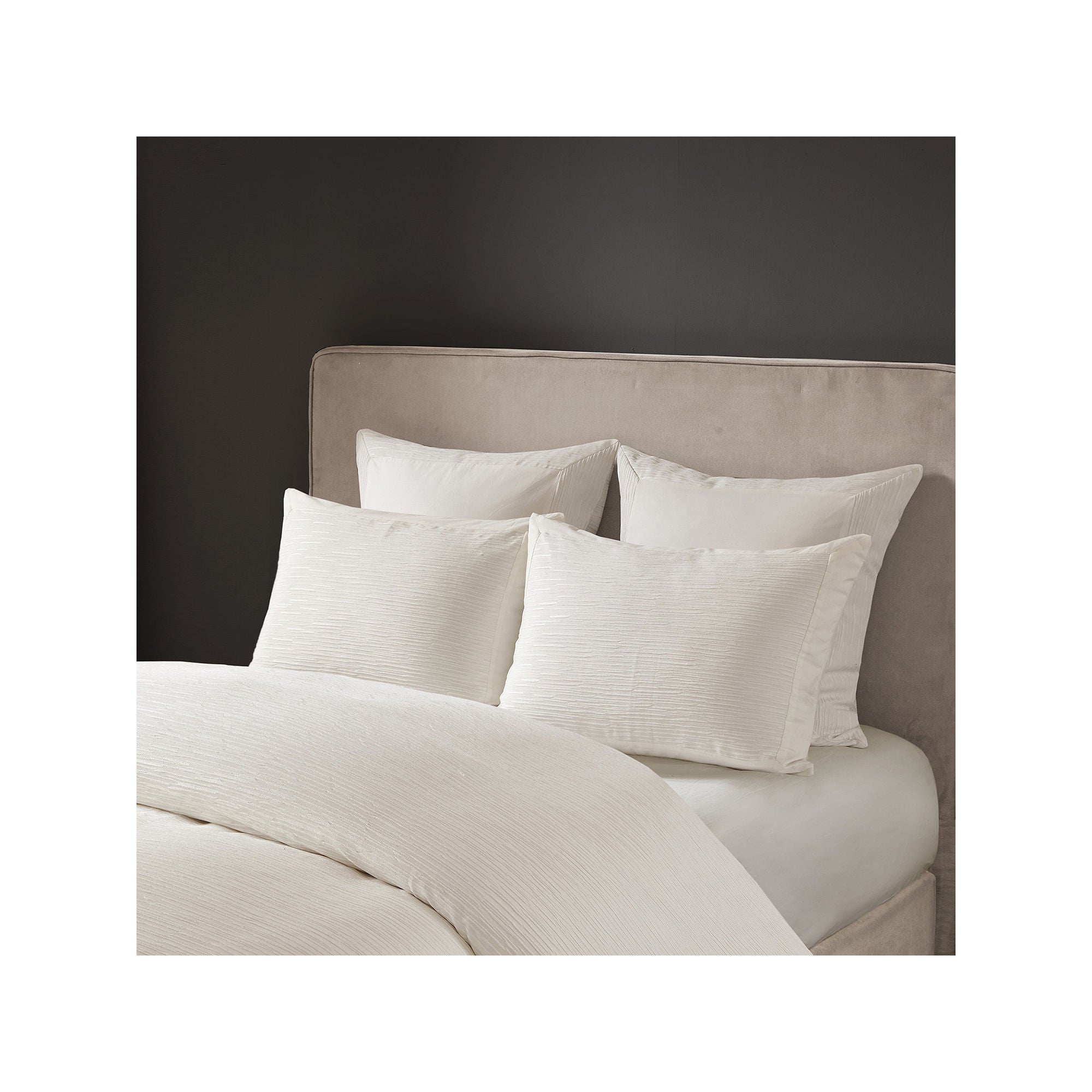 N Natori Hanae Cotton Blend Yarn Dyed 3 Piece Duvet Cover Set - WHITE ONE SIZE