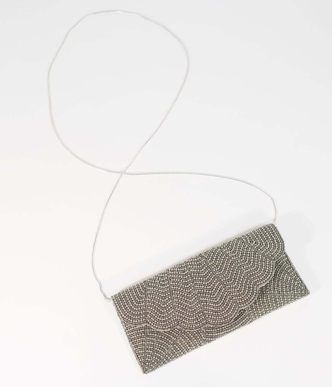 Gunmetal & Silver Beaded Envelope Clutch