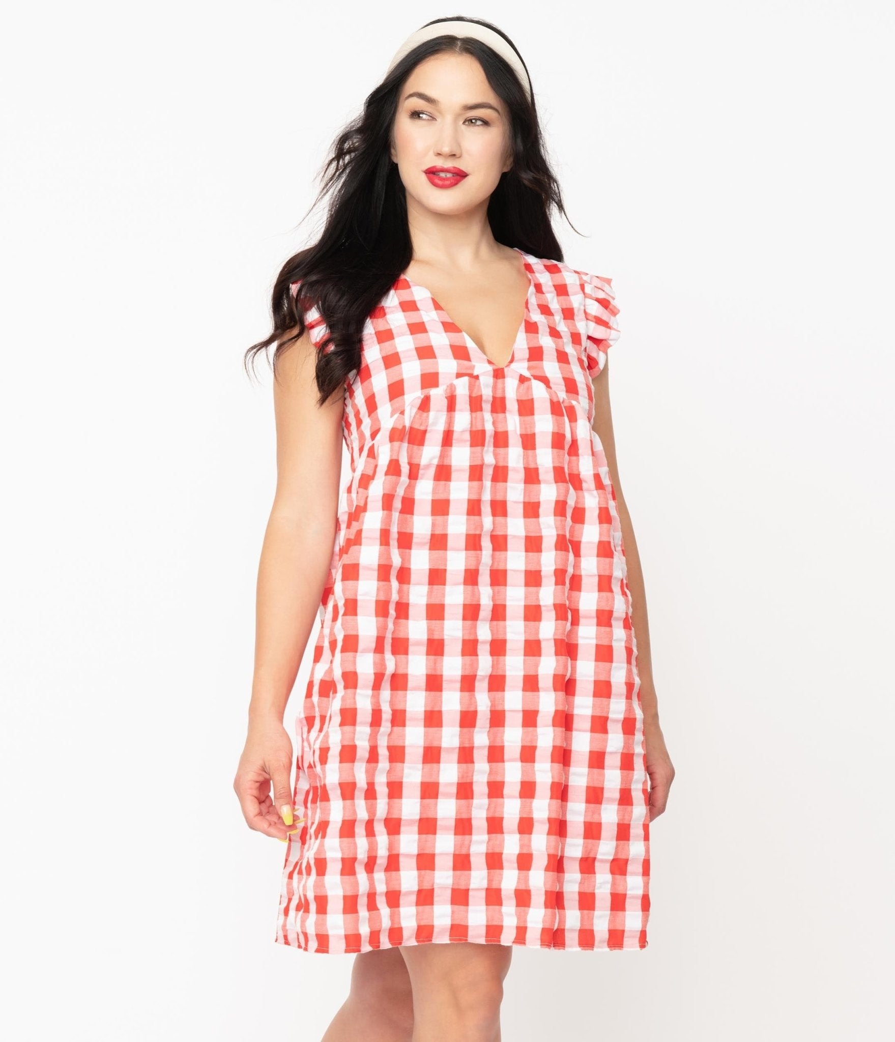 1970s Red & White Gingham Summer Dress