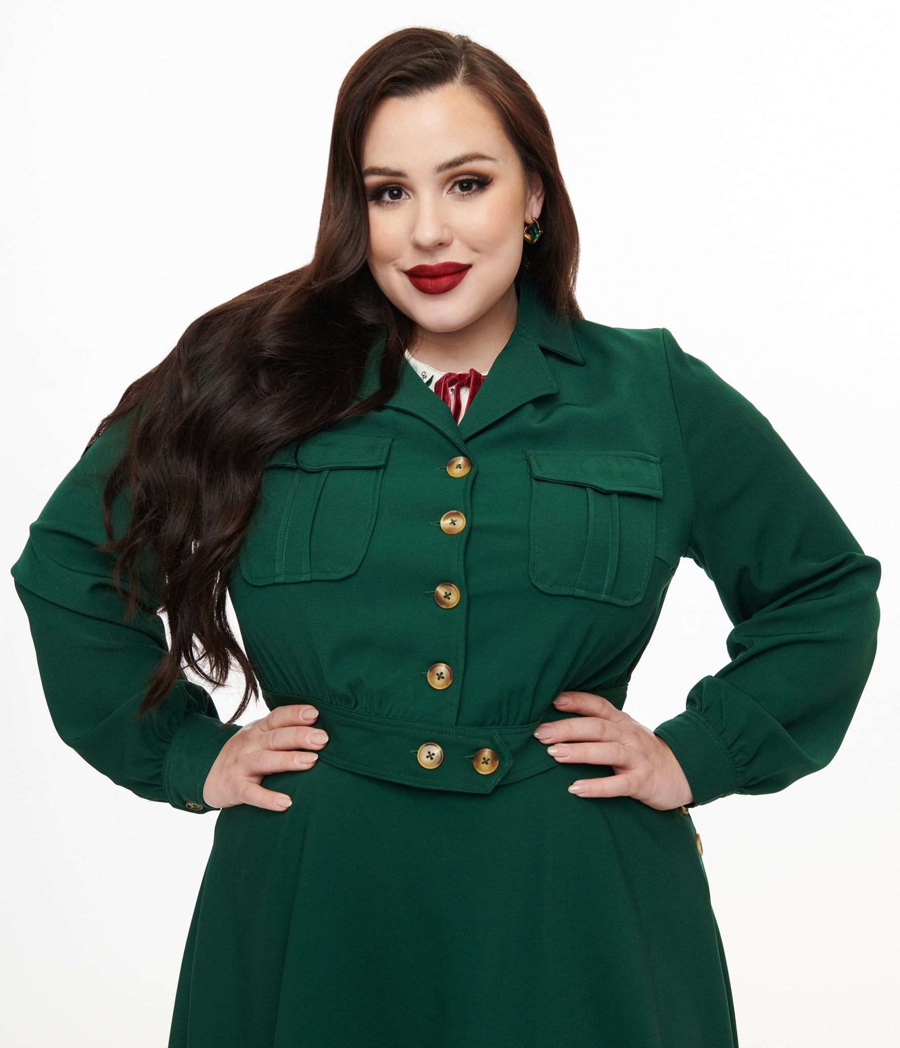 Hell Bunny Plus Size 1970s Forest Green Ravenswood Jacket