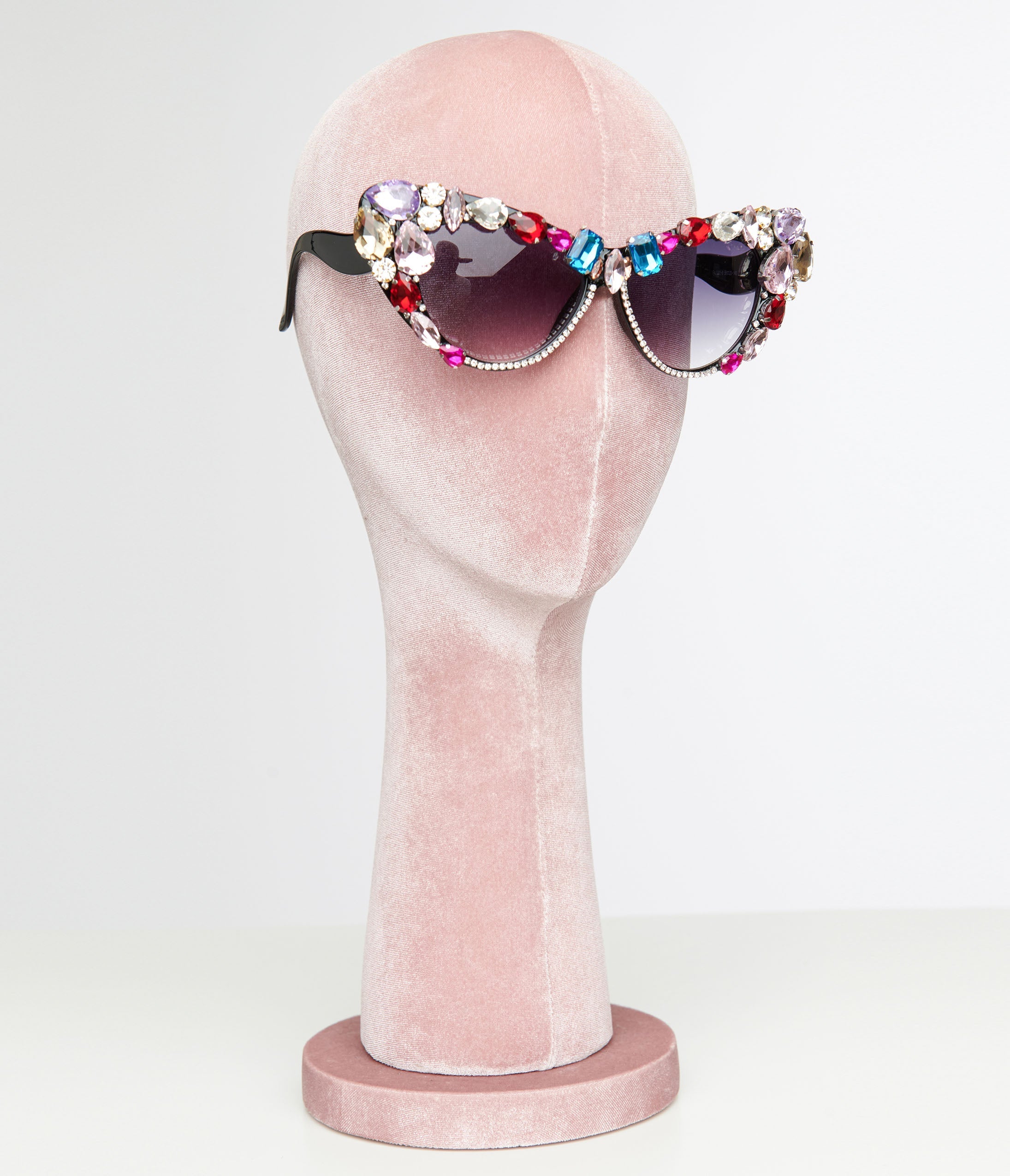 Black & Rainbow Gem Bomb Cat Eye Sunglasses