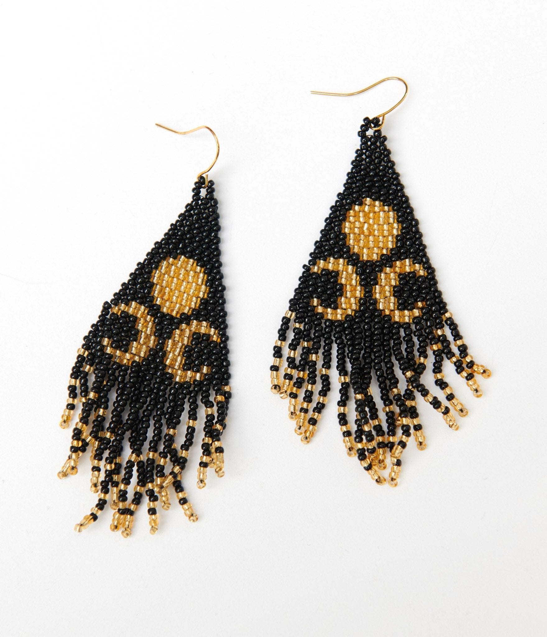 Black & Gold Lunar Reflections Beaded Earrings