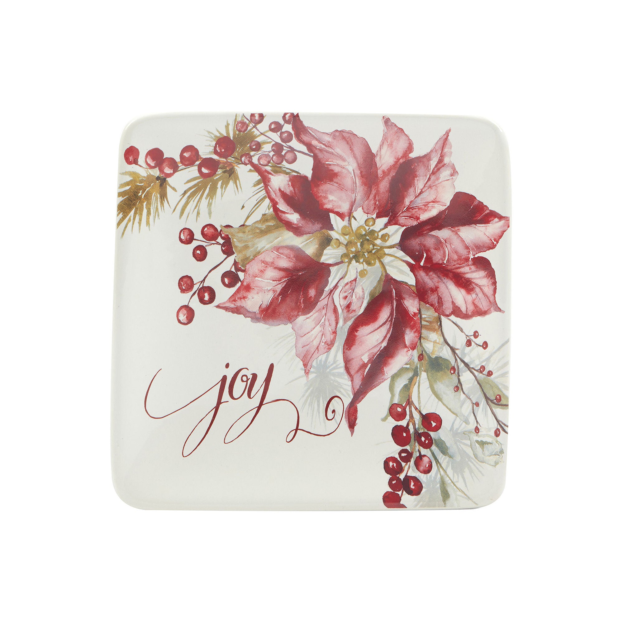 Certified International Winters Joy 4-Pc. Earthenware Appetizer Plate 36906SET4 - RED ONE SIZE