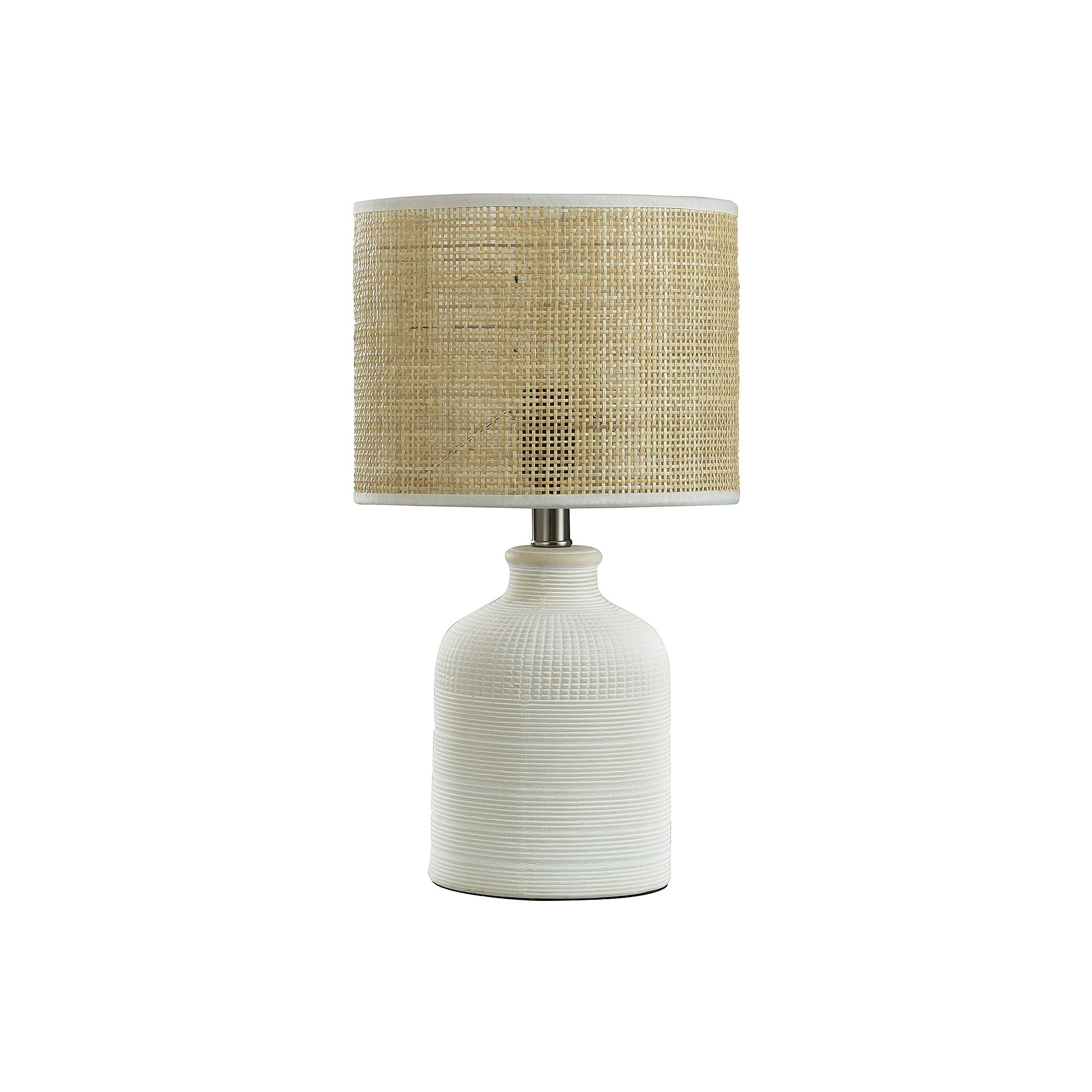 Stylecraft 22 Textured Ceramic With Rattan Hardback Shade Table Lamp TL17101JCDS - WHITE DROPSHIP ONE SIZE