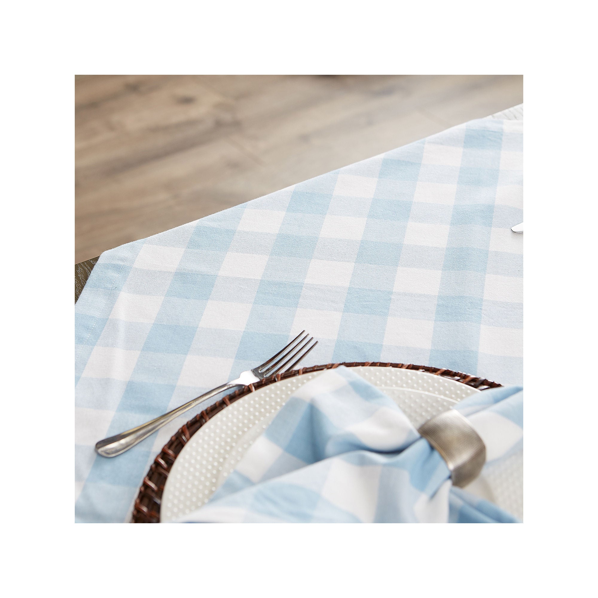 Design Imports Stonewash Blue Buffalo Tablecloth CAMZ12406 - BLUE ONE SIZE