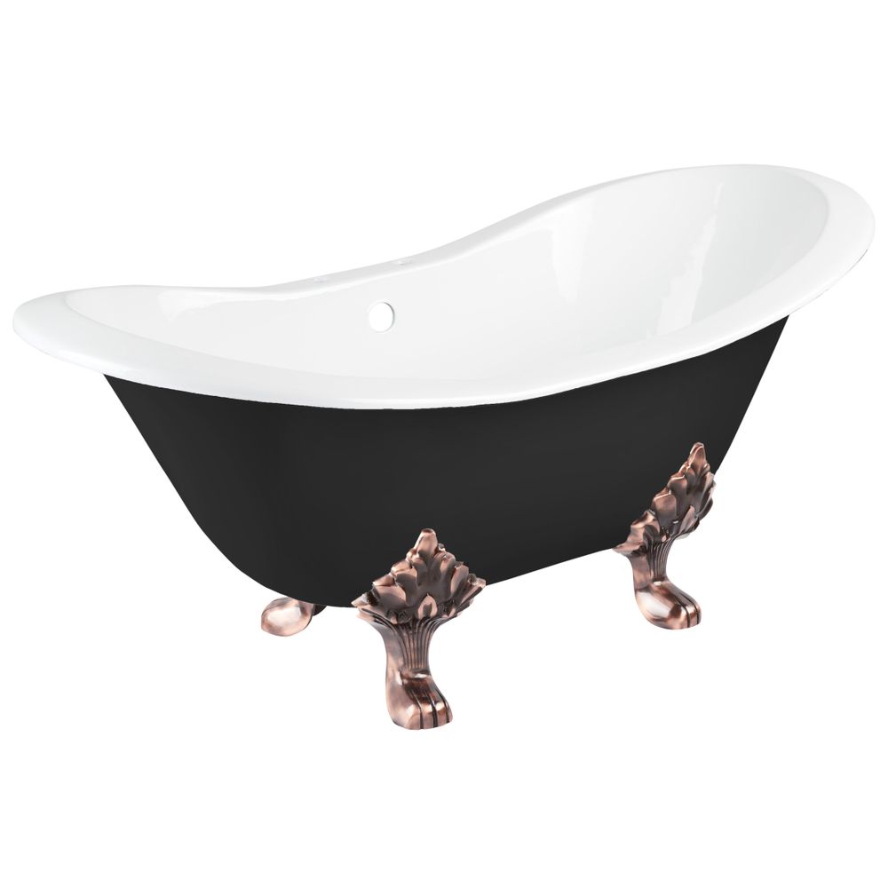 Signature Hardware NH-1005-61-RH-BL-U 1549x770x610mm (60.98x30.31x24.02) Cast Iron Clawfoot Bathtub, Gloss White