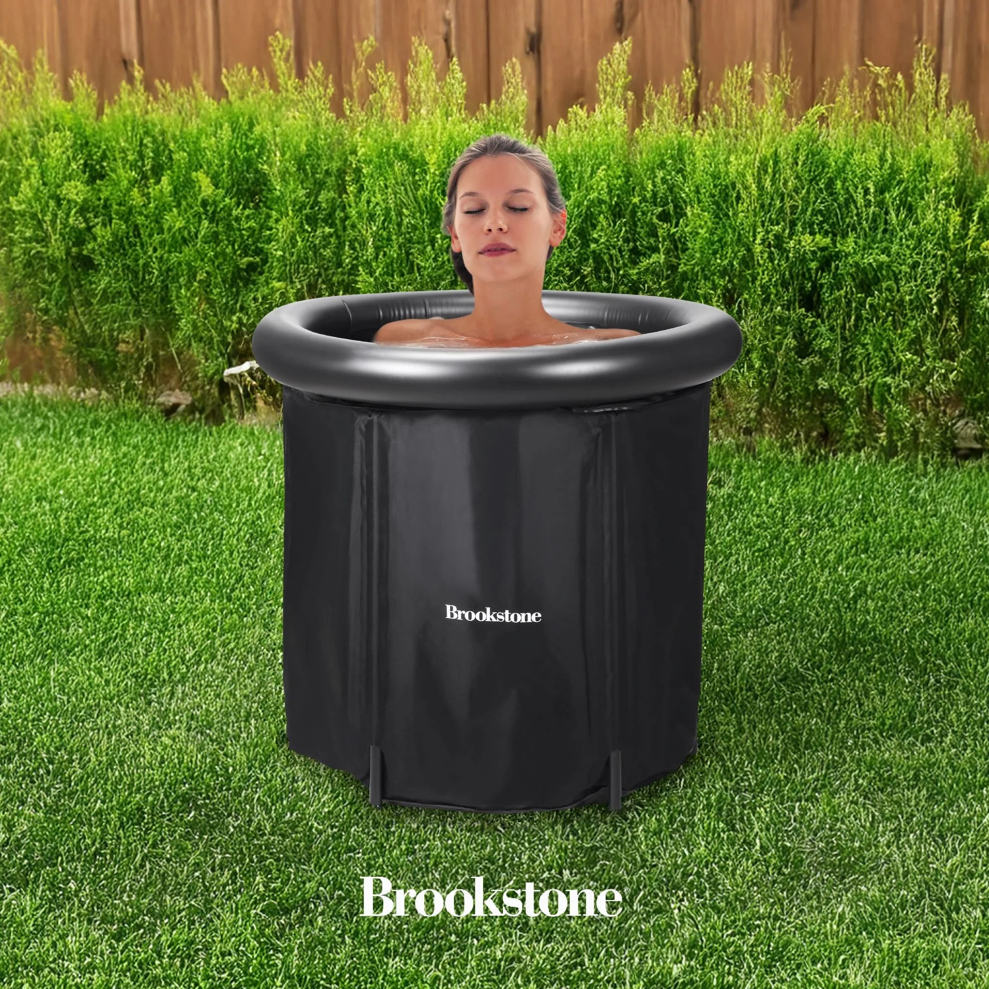 Brookstone Portable Ice Bath Cold Plunge Therapy Tub, Plastic Cover, Helps with Arthritis, One Size