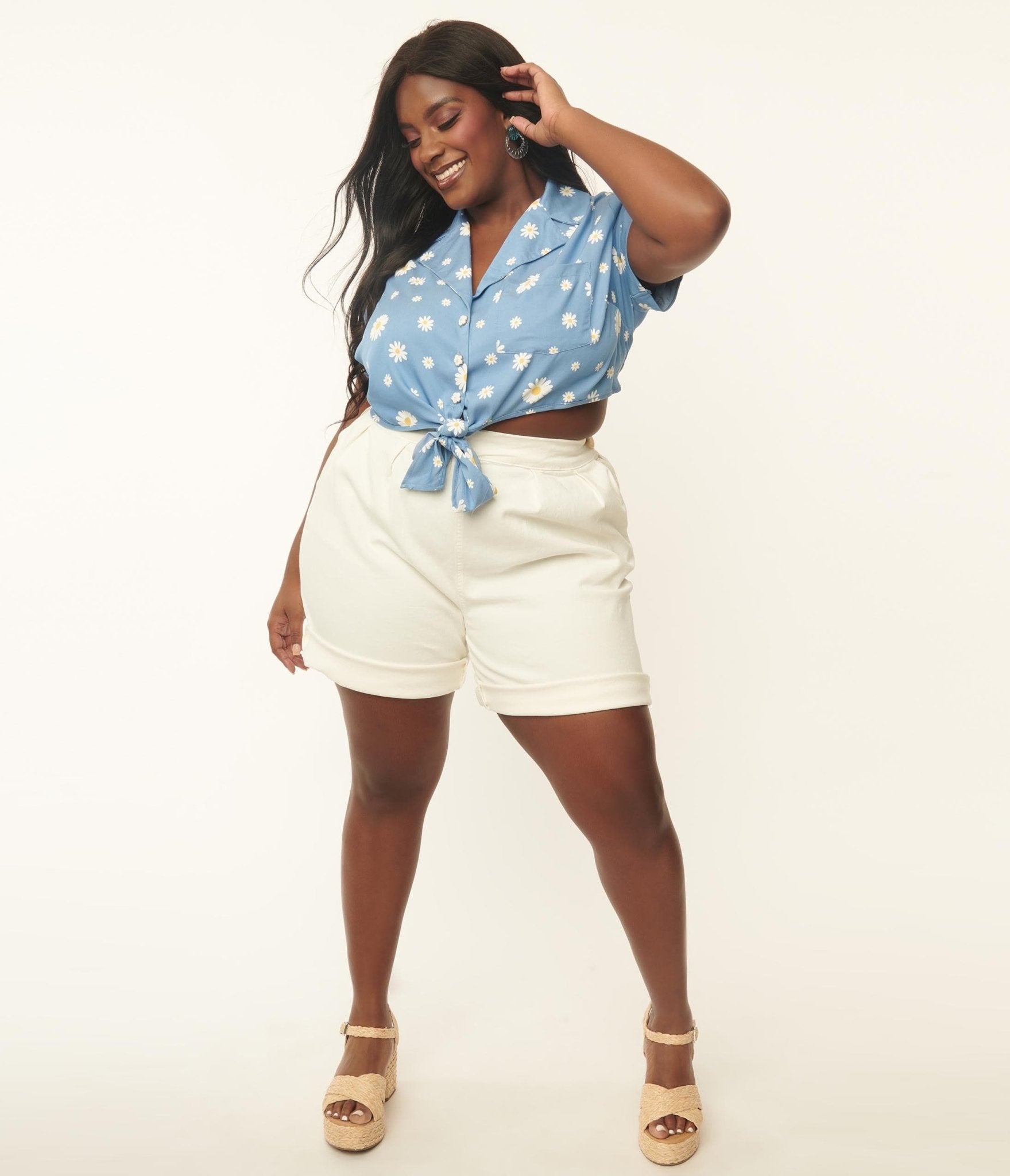 Plus Size White Denim Shorts