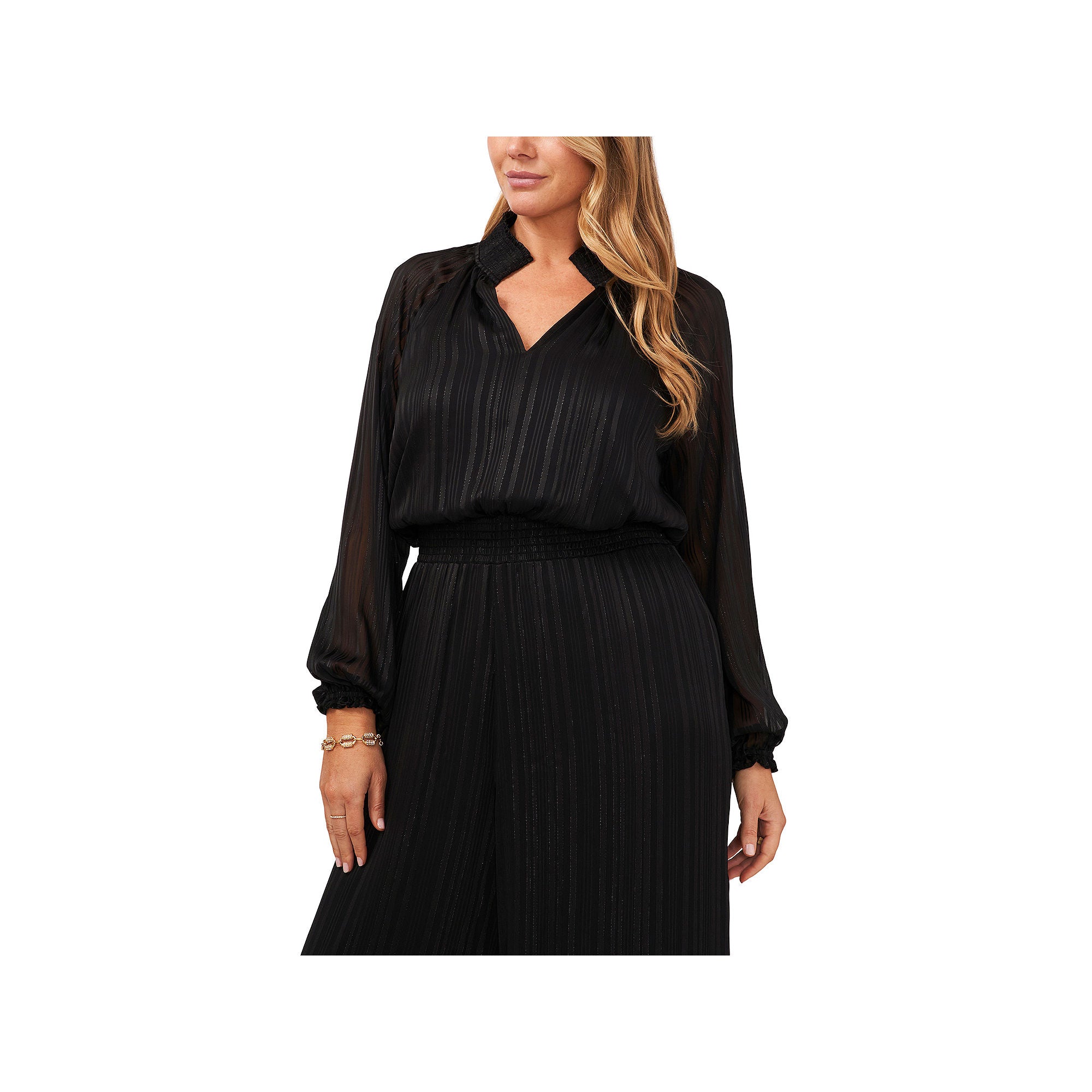 Msk Satin Long Sleeve Jumpsuit - BLACK SMALL